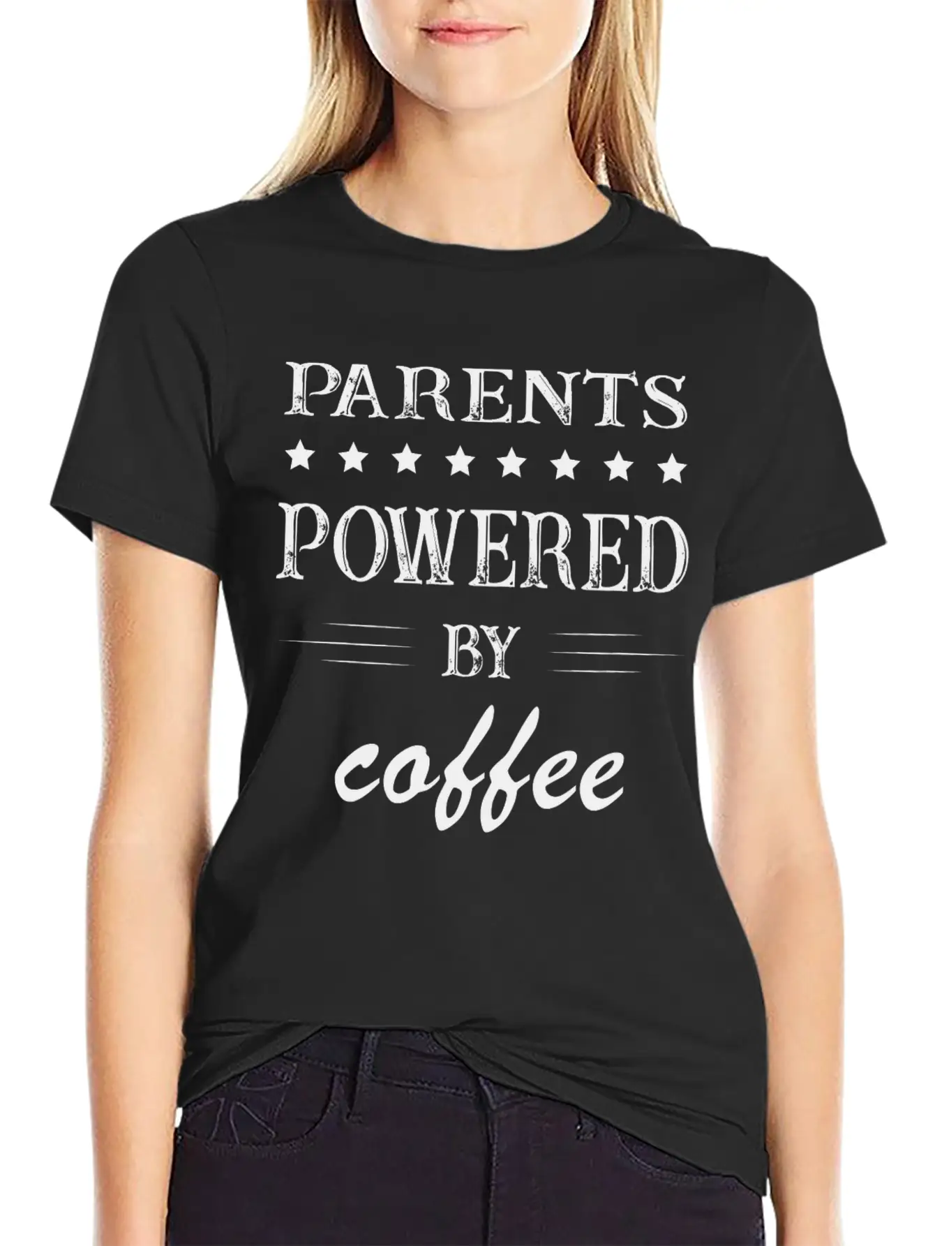 Powered By Coffee, Coffee, Parents, Mom, Dad Lightweight Cotton T-Shirt – Daily Comfort Graphic Shirt