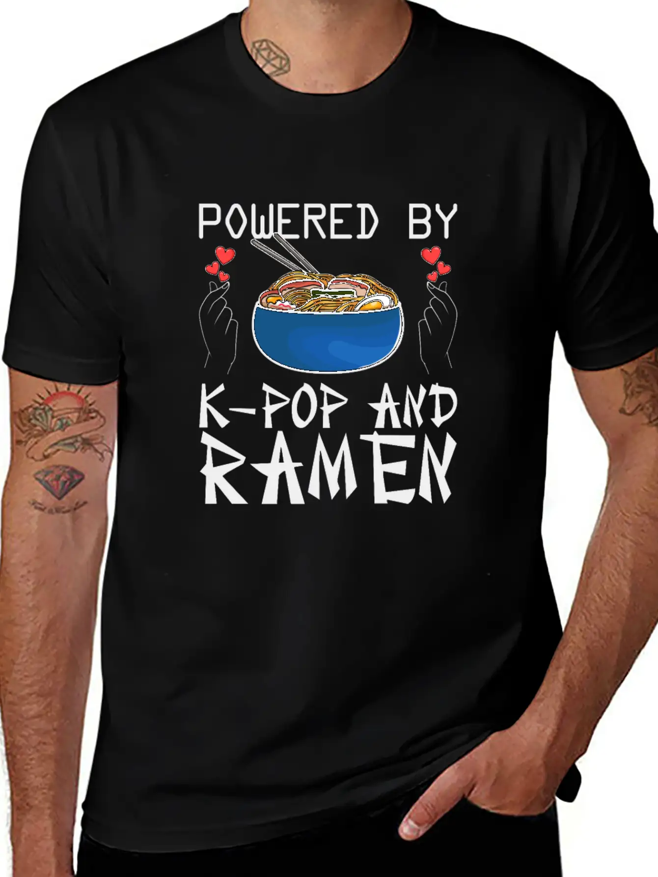 Powered By K-Pop And Ramen Korean Pop Lover K-Popk Soft Cotton Short Sleeve Tee – Unisex Wardrobe Staple