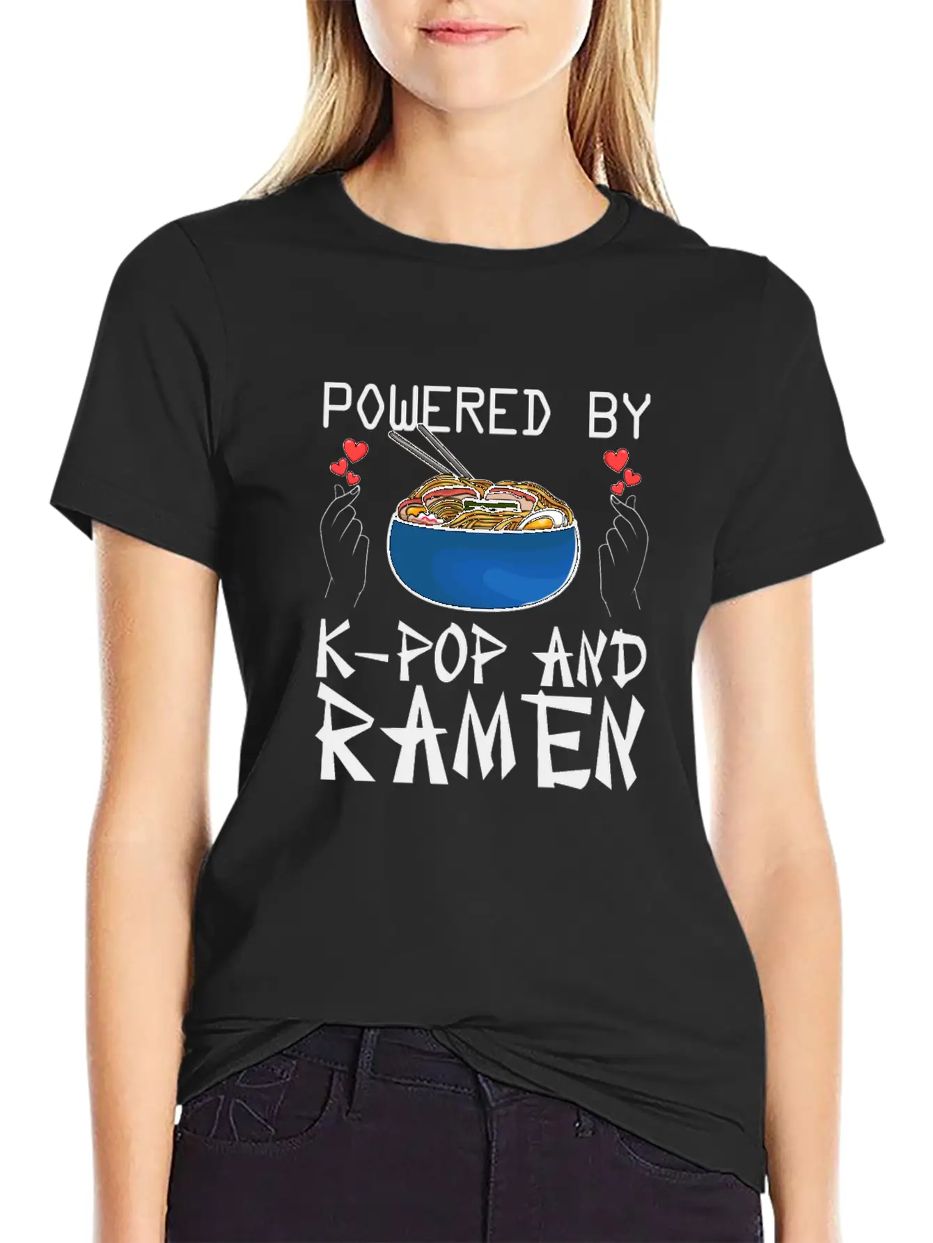 Powered By K-Pop And Ramen Korean Pop Lover K-Popk Soft Cotton Short Sleeve Tee – Unisex Wardrobe Staple