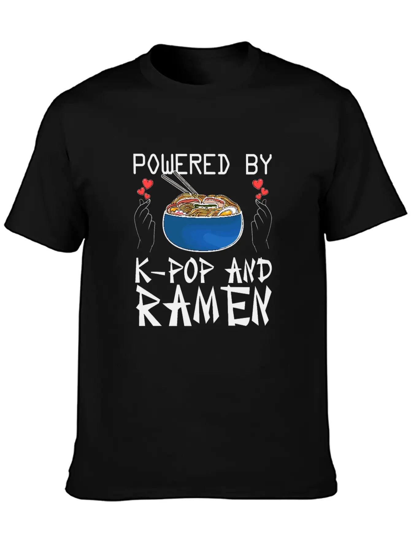 Powered By K-Pop And Ramen Korean Pop Lover K-Popk Soft Cotton Short Sleeve Tee – Unisex Wardrobe Staple