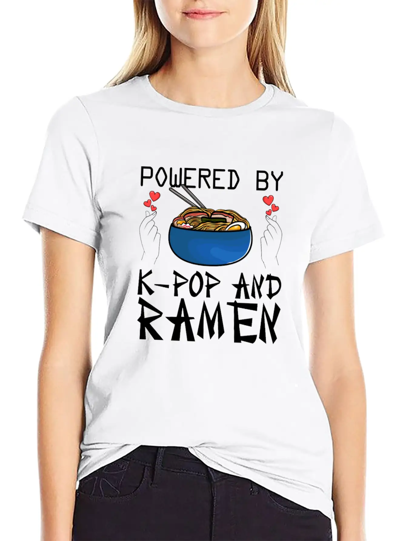 Powered By K-Pop And Ramen Korean Pop Lover K-Popk Soft Cotton Short Sleeve Tee – Unisex Wardrobe Staple