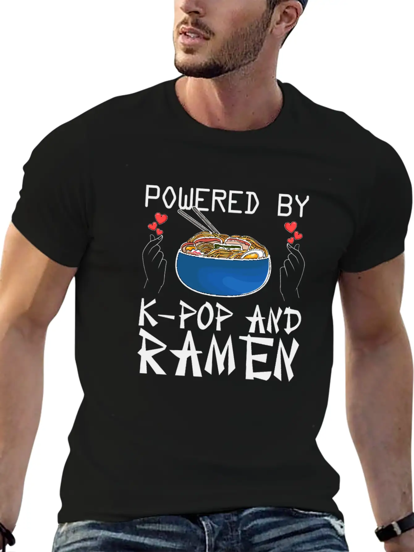 Powered By K-Pop And Ramen Korean Pop Lover K-Popk Soft Cotton Short Sleeve Tee – Unisex Wardrobe Staple