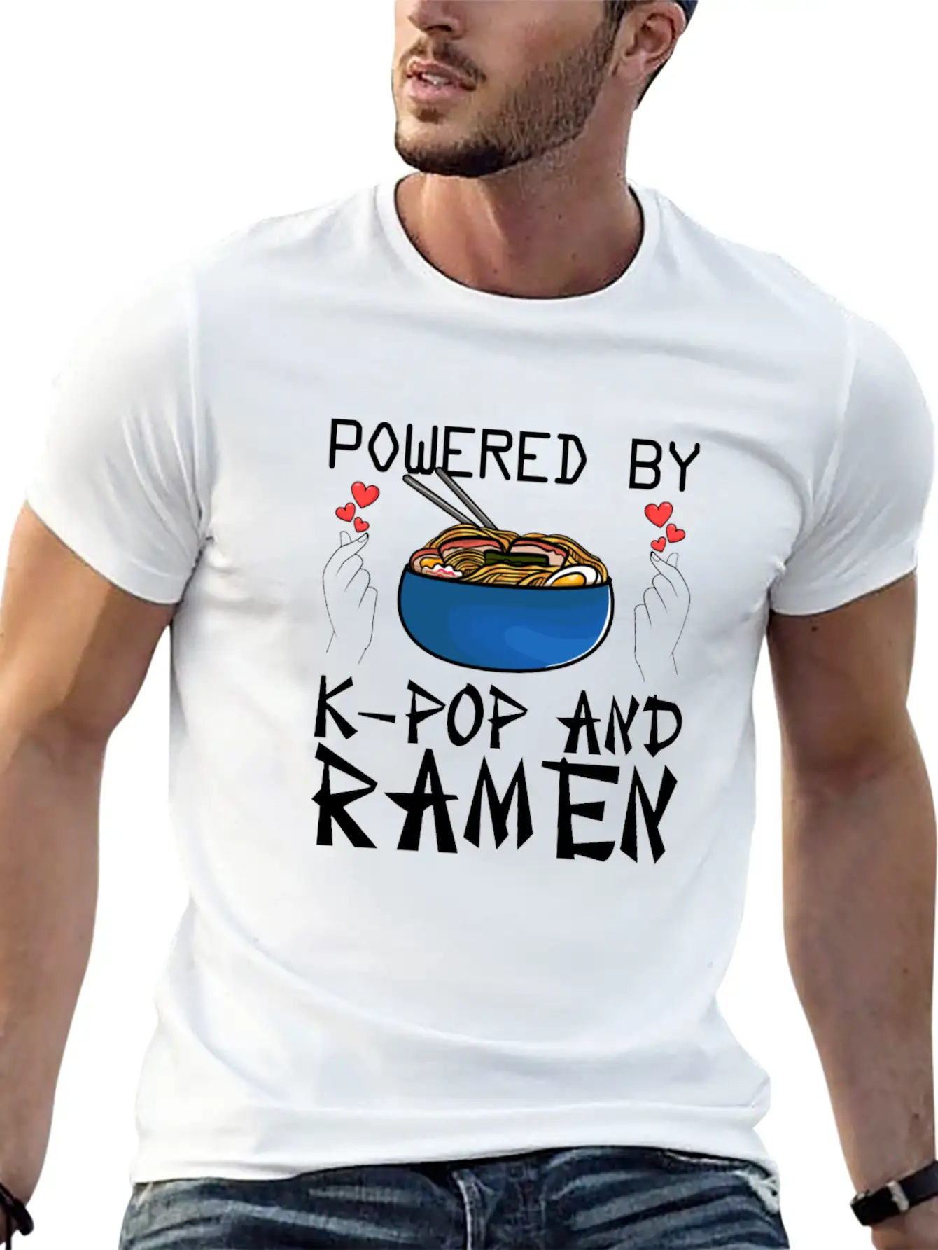 Powered By K-Pop And Ramen Korean Pop Lover K-Popk Soft Cotton Short Sleeve Tee – Unisex Wardrobe Staple