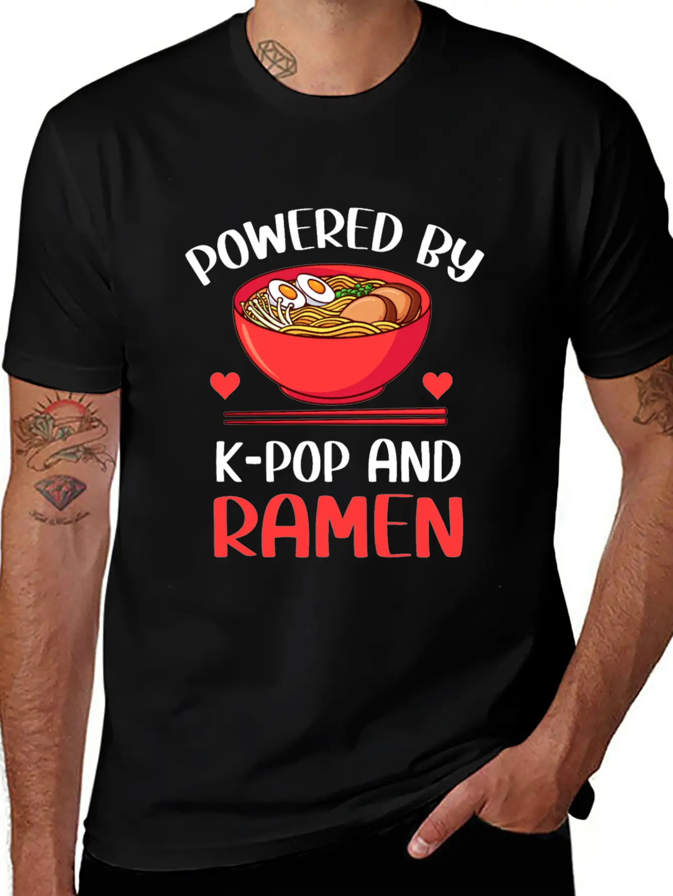 Powered By K-Pop And Ramen Kpop Merch Merchandise Unisex Casual T-Shirt – Clean Design For Daily Comfort