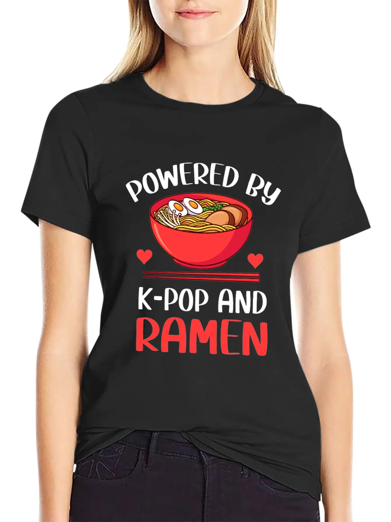 Powered By K-Pop And Ramen Kpop Merch Merchandise Unisex Casual T-Shirt – Clean Design For Daily Comfort