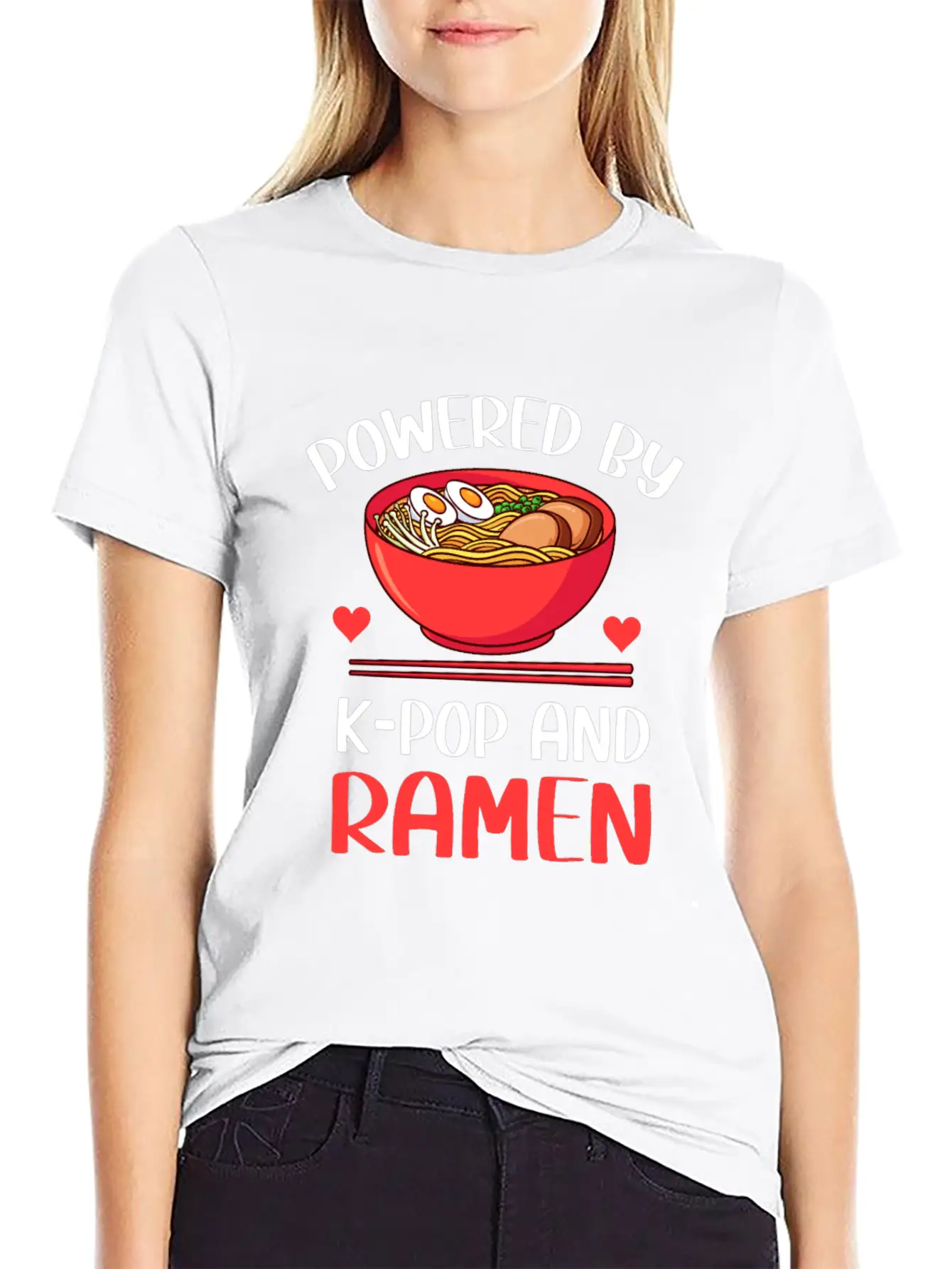 Powered By K-Pop And Ramen Kpop Merch Merchandise Unisex Casual T-Shirt – Clean Design For Daily Comfort