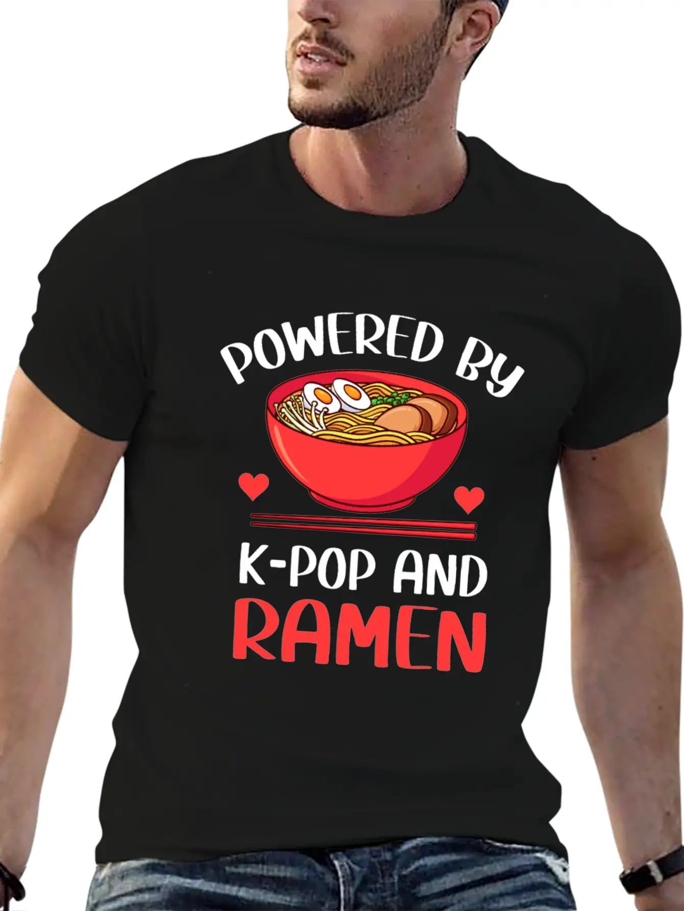 Powered By K-Pop And Ramen Kpop Merch Merchandise Unisex Casual T-Shirt – Clean Design For Daily Comfort