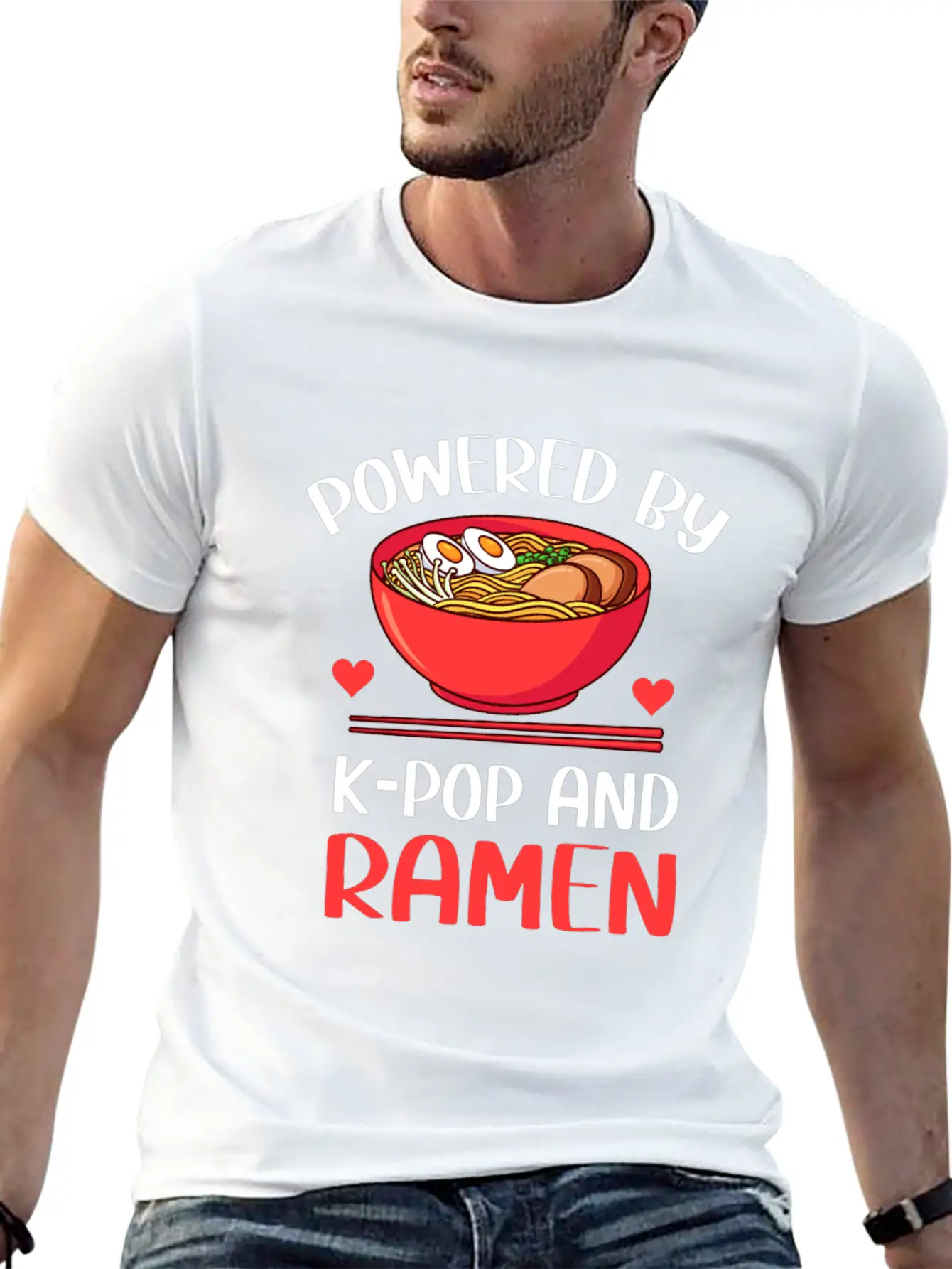 Powered By K-Pop And Ramen Kpop Merch Merchandise Unisex Casual T-Shirt – Clean Design For Daily Comfort