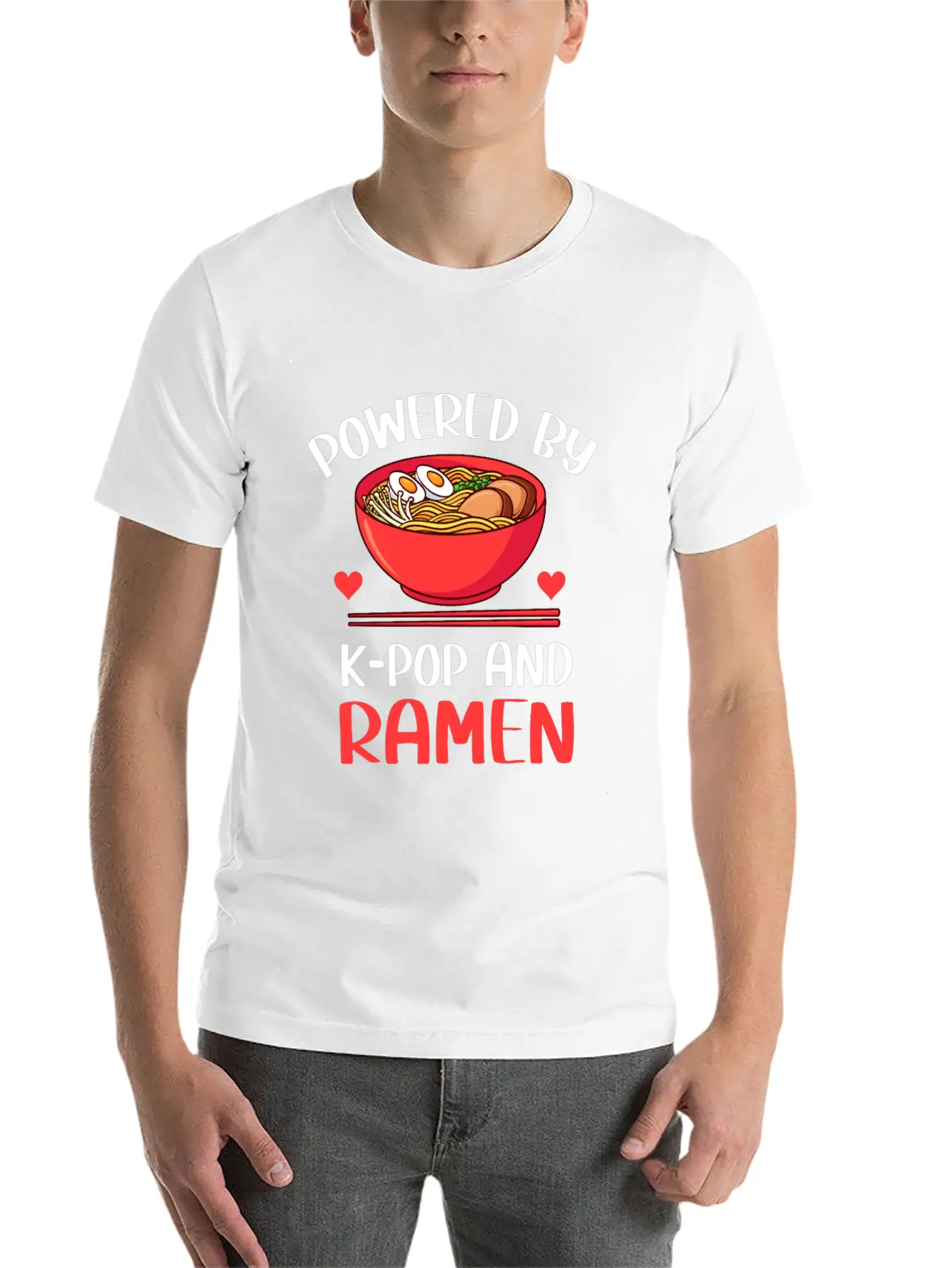 Powered By K-Pop And Ramen Kpop Merch Merchandise Unisex Casual T-Shirt – Clean Design For Daily Comfort