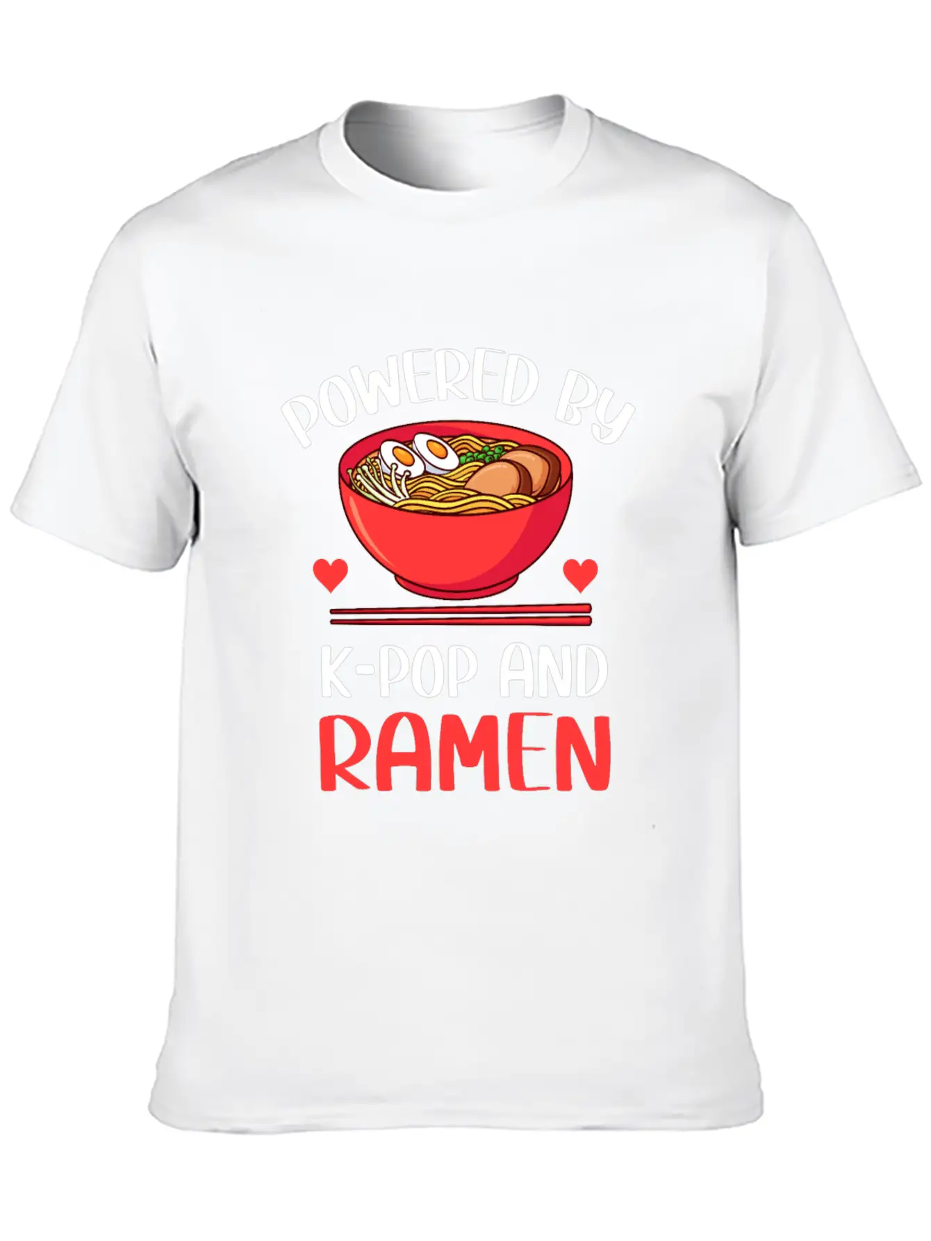 Powered By K-Pop And Ramen Kpop Merch Merchandise Unisex Casual T-Shirt – Clean Design For Daily Comfort