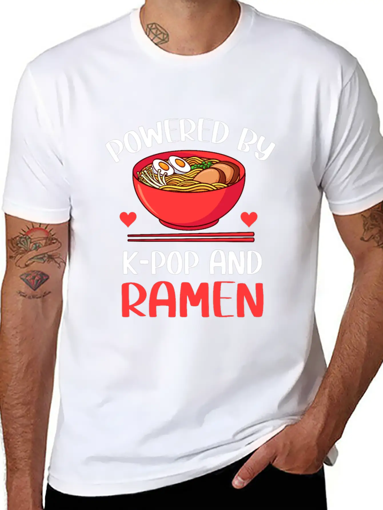 Powered By K-Pop And Ramen Kpop Merch Merchandise Unisex Casual T-Shirt – Clean Design For Daily Comfort