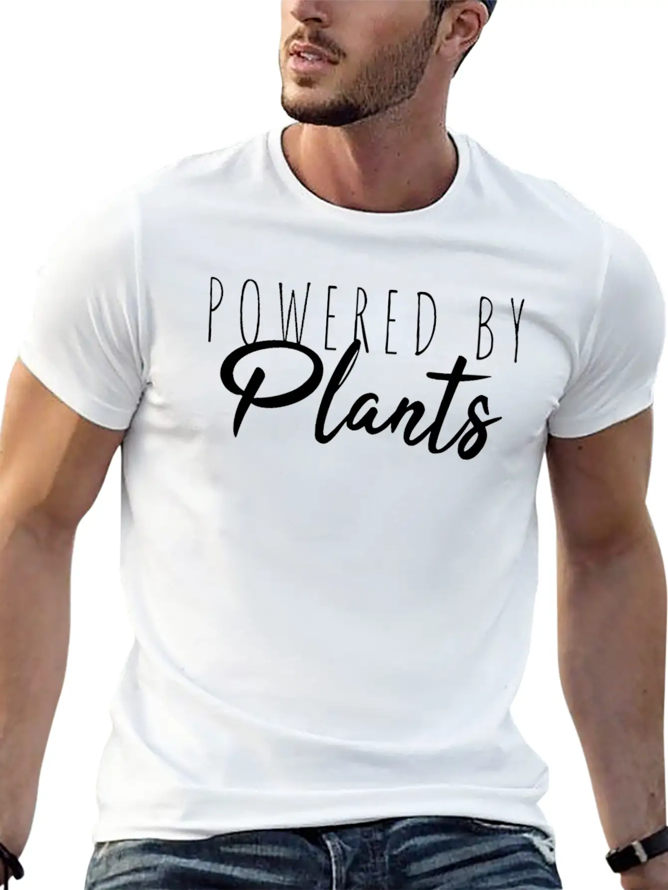 POWERED BY PLANTS Vegetarian VEGAN Quote Soft Cotton Short Sleeve Tee – Unisex Wardrobe Staple