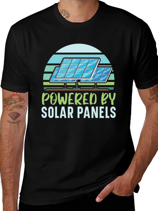 Powered By Solar Panels Renewable Energy Unisex Casual T-Shirt – Clean Design For Daily Comfort
