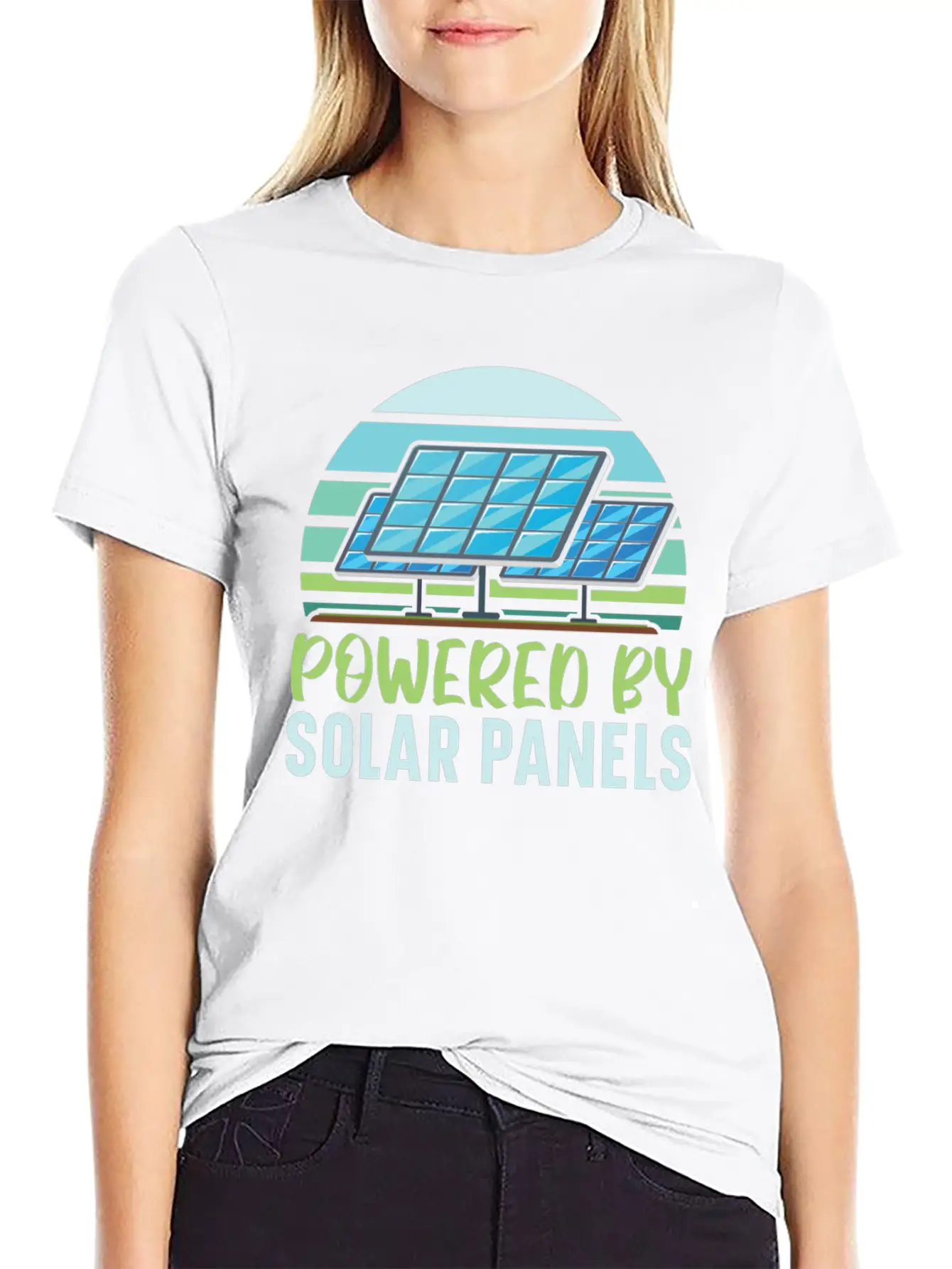 Powered By Solar Panels Renewable Energy Unisex Casual T-Shirt – Clean Design For Daily Comfort