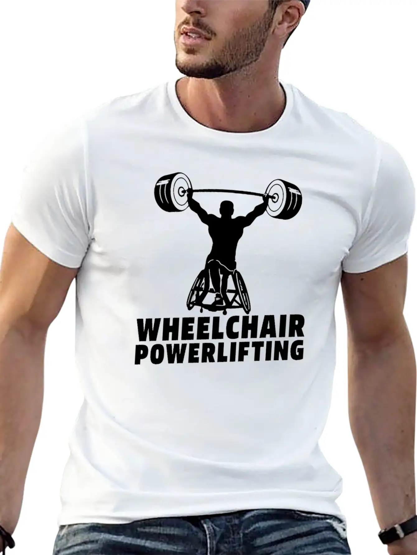 Powerlifting Powerlifter Wheelchair Relaxed Everyday Tee – Lightweight And Durable Cotton