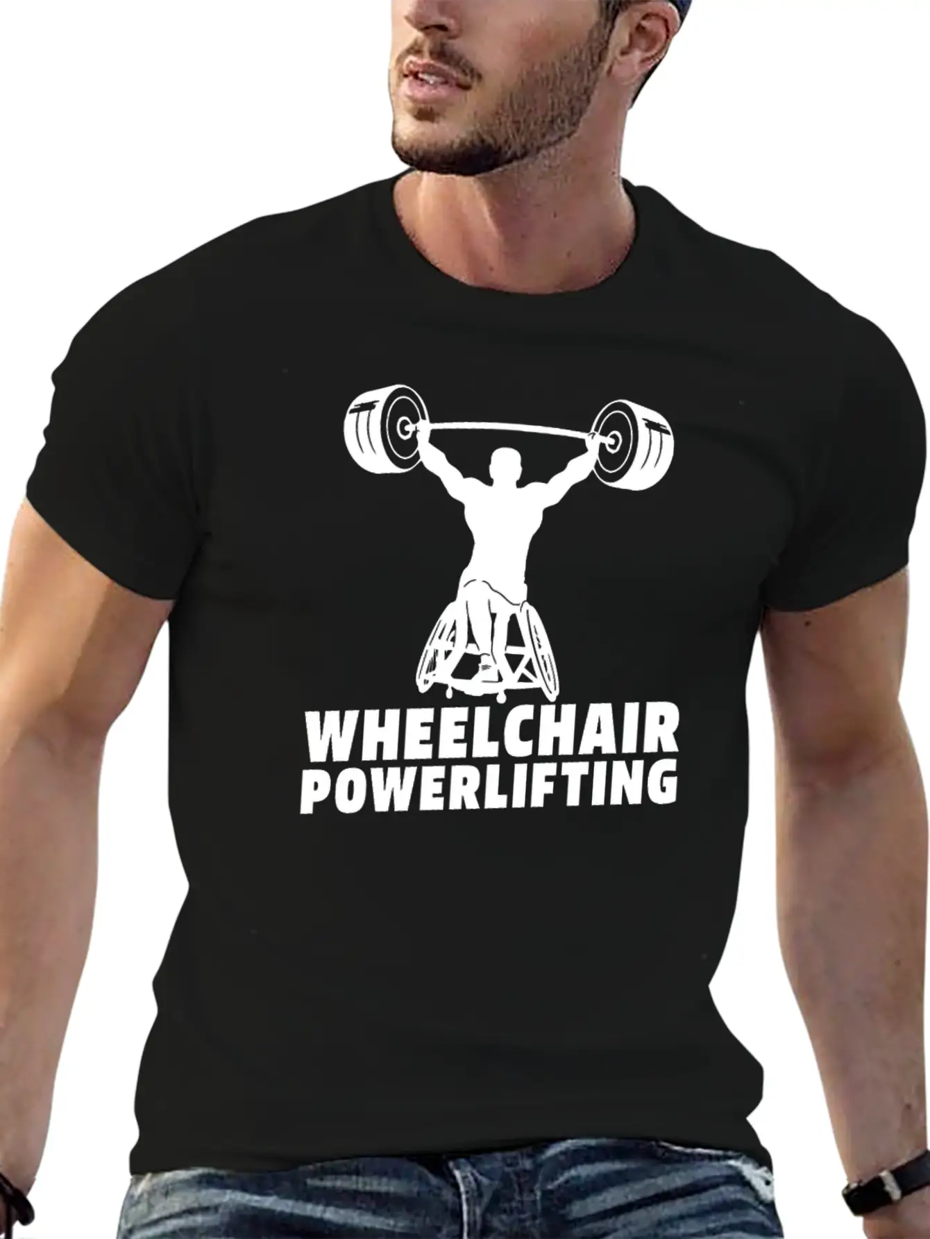 Powerlifting Powerlifter Wheelchair Relaxed Everyday Tee – Lightweight And Durable Cotton