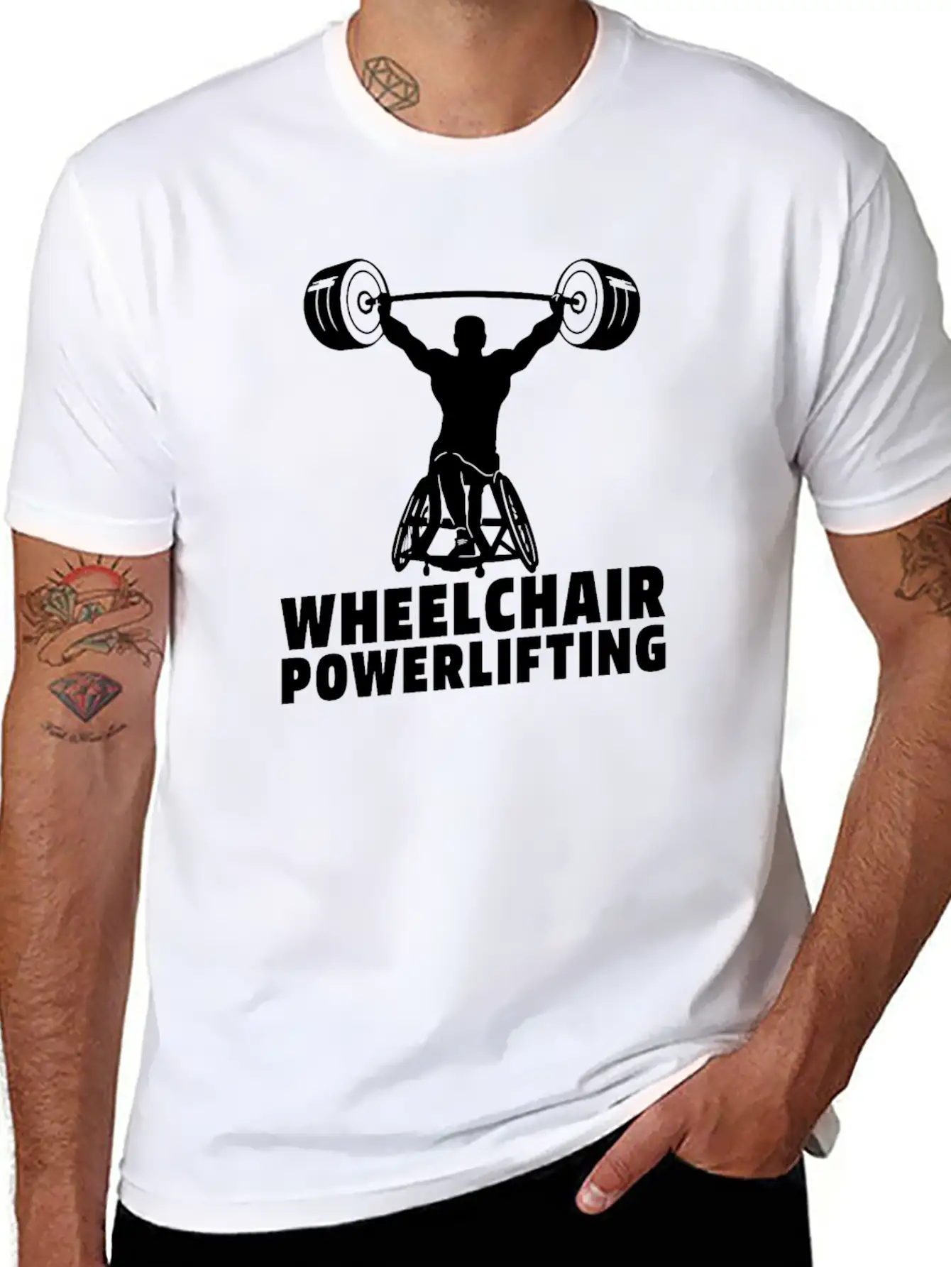 Powerlifting Powerlifter Wheelchair Relaxed Everyday Tee – Lightweight And Durable Cotton