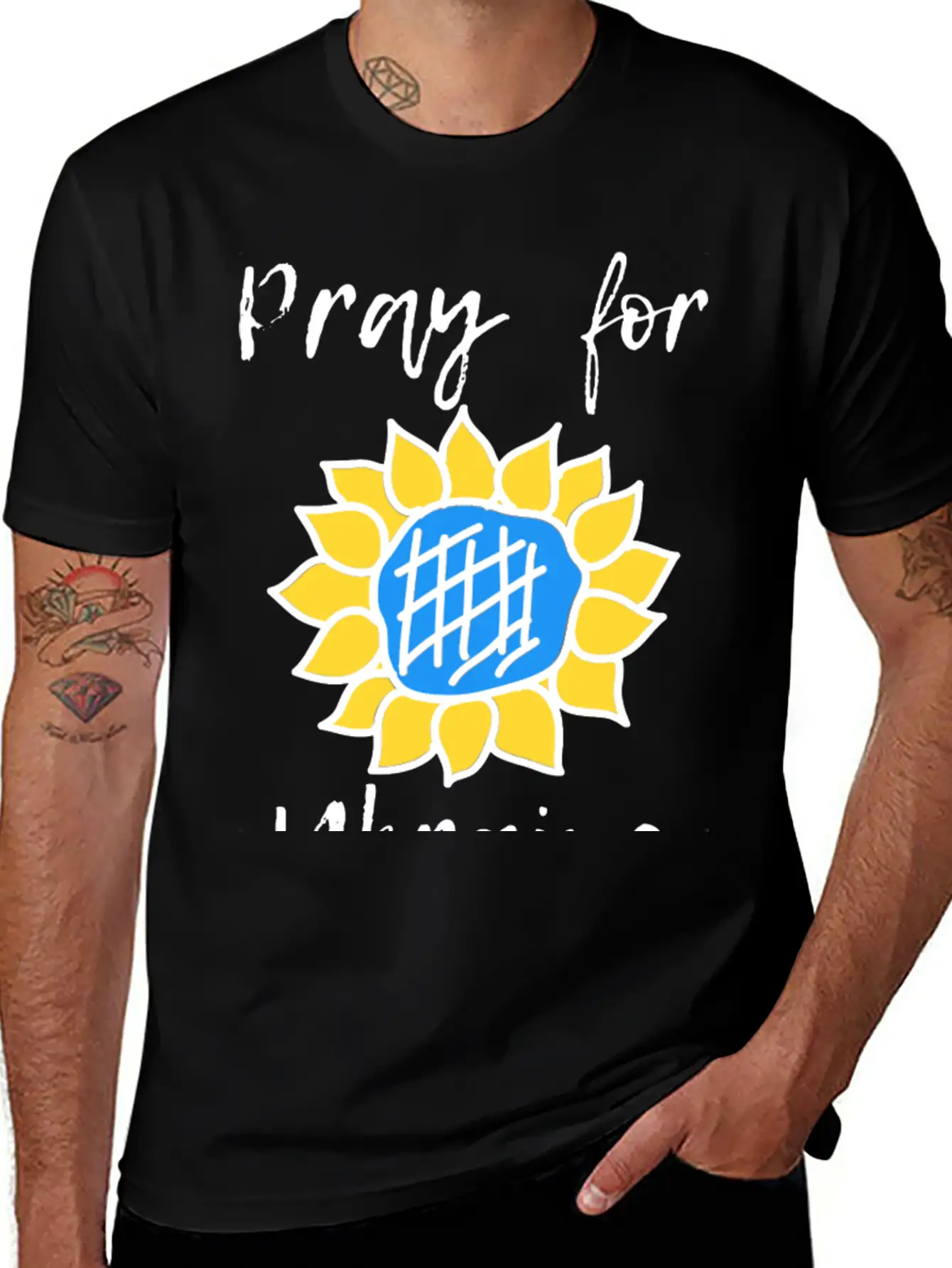 Pray For Ukraine Sunflower Lightweight Cotton T-Shirt – Daily Comfort Graphic Shirt