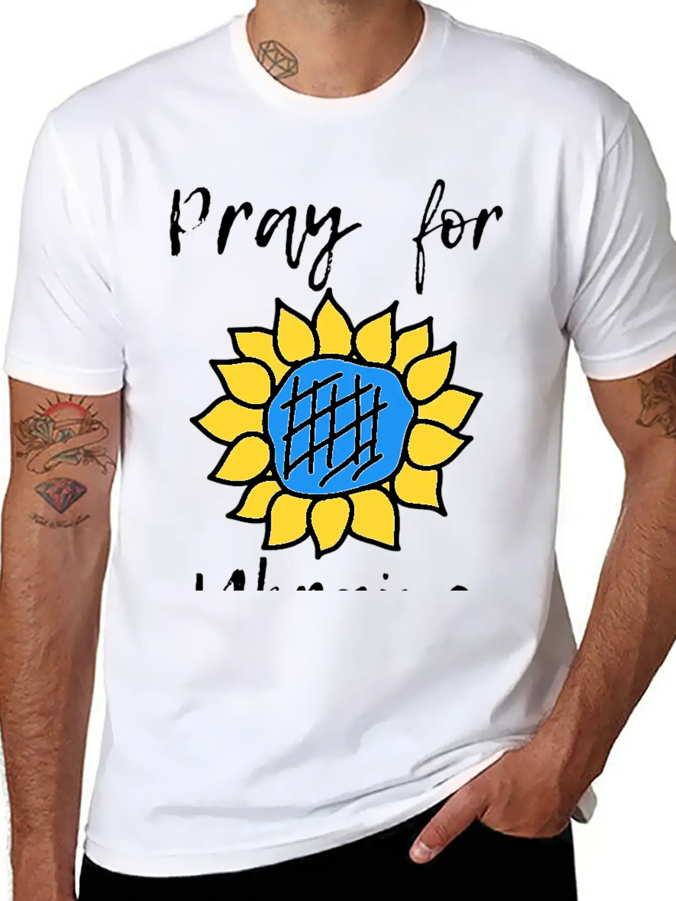 Pray For Ukraine Sunflower Lightweight Cotton T-Shirt – Daily Comfort Graphic Shirt