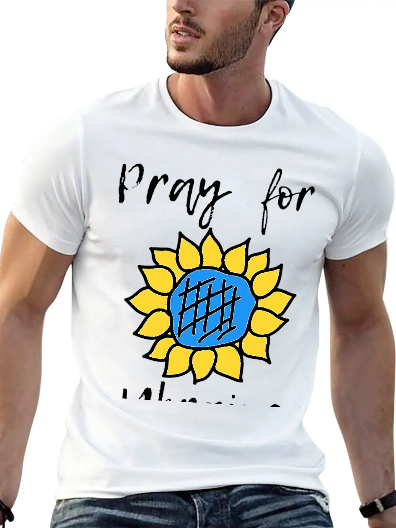 Pray For Ukraine Sunflower Lightweight Cotton T-Shirt – Daily Comfort Graphic Shirt