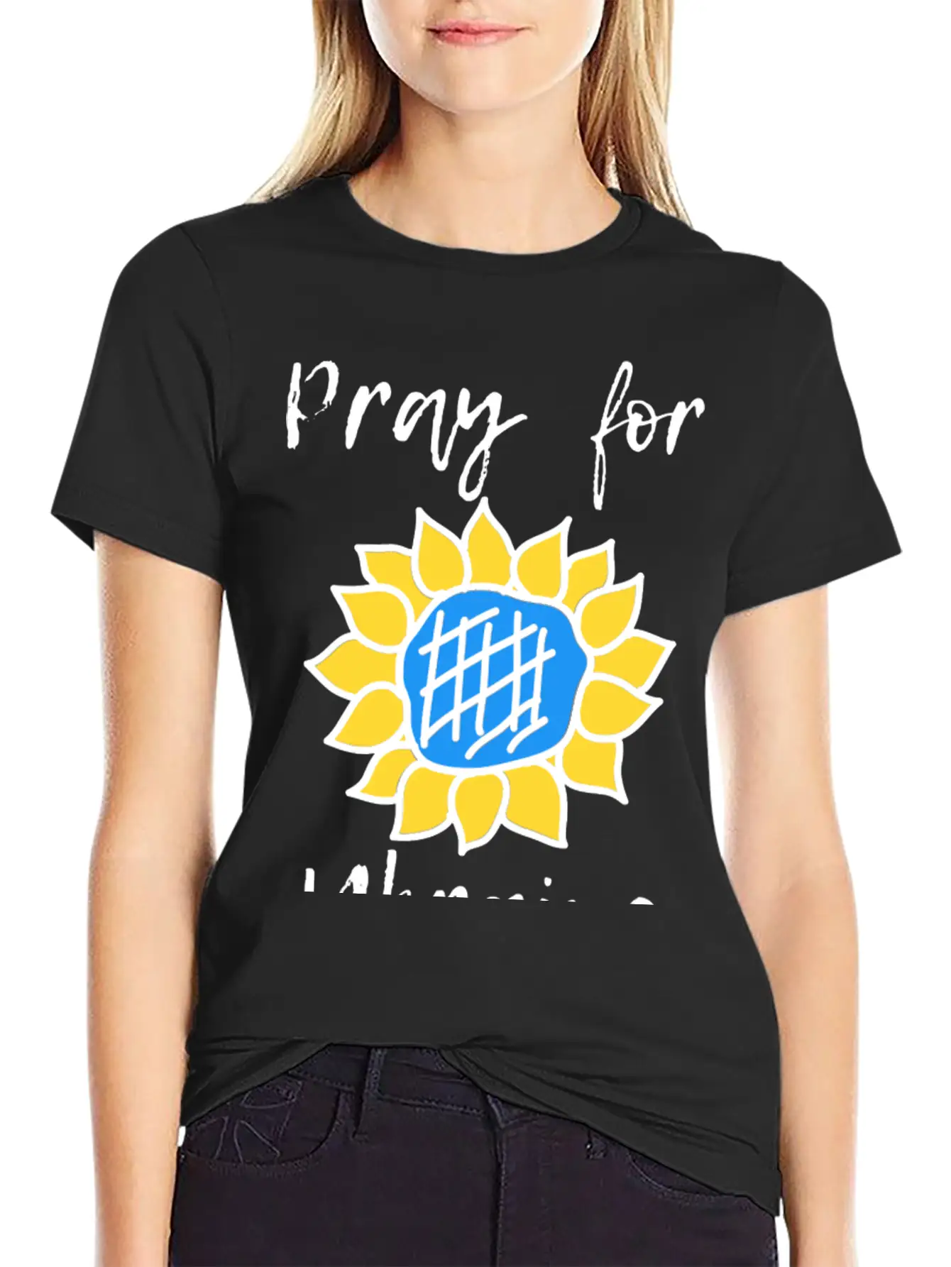 Pray For Ukraine Sunflower Lightweight Cotton T-Shirt – Daily Comfort Graphic Shirt