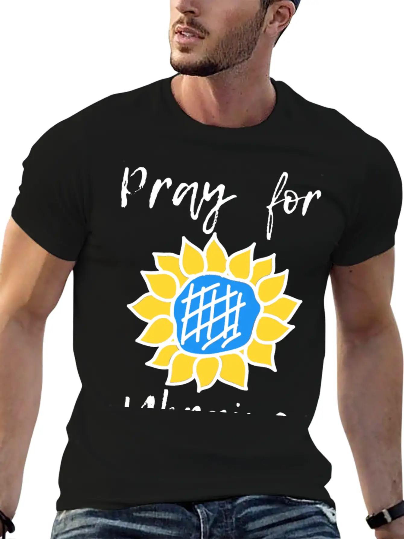 Pray For Ukraine Sunflower Lightweight Cotton T-Shirt – Daily Comfort Graphic Shirt