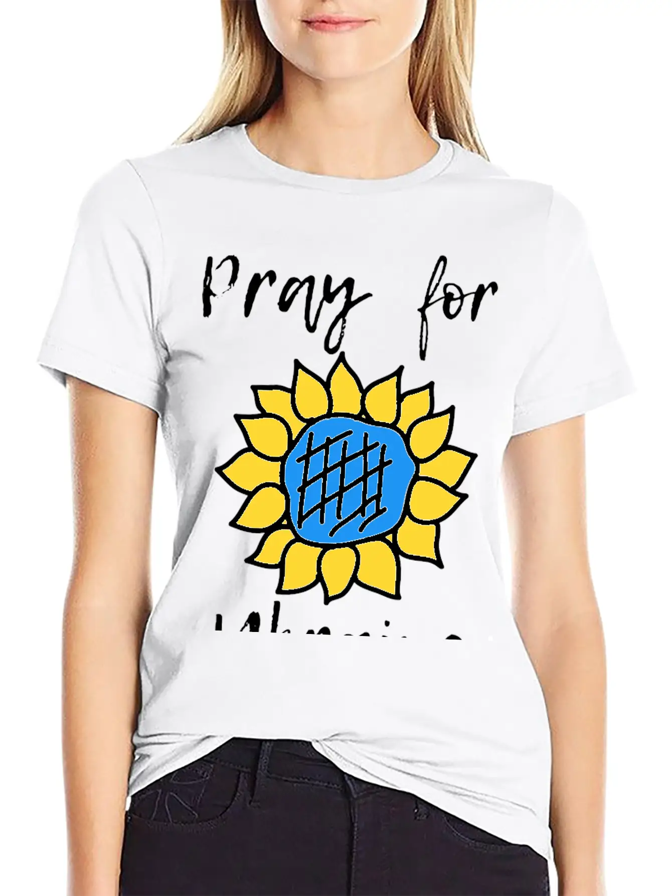 Pray For Ukraine Sunflower Lightweight Cotton T-Shirt – Daily Comfort Graphic Shirt