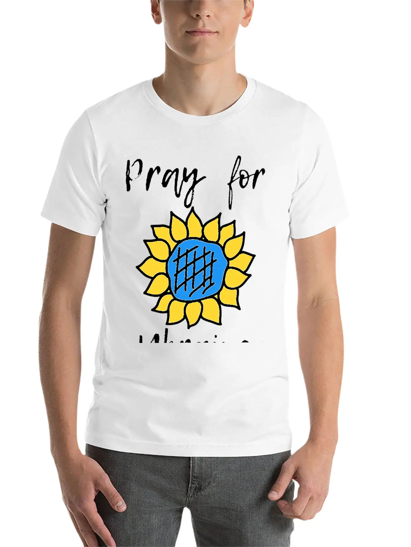 Pray For Ukraine Sunflower Lightweight Cotton T-Shirt – Daily Comfort Graphic Shirt
