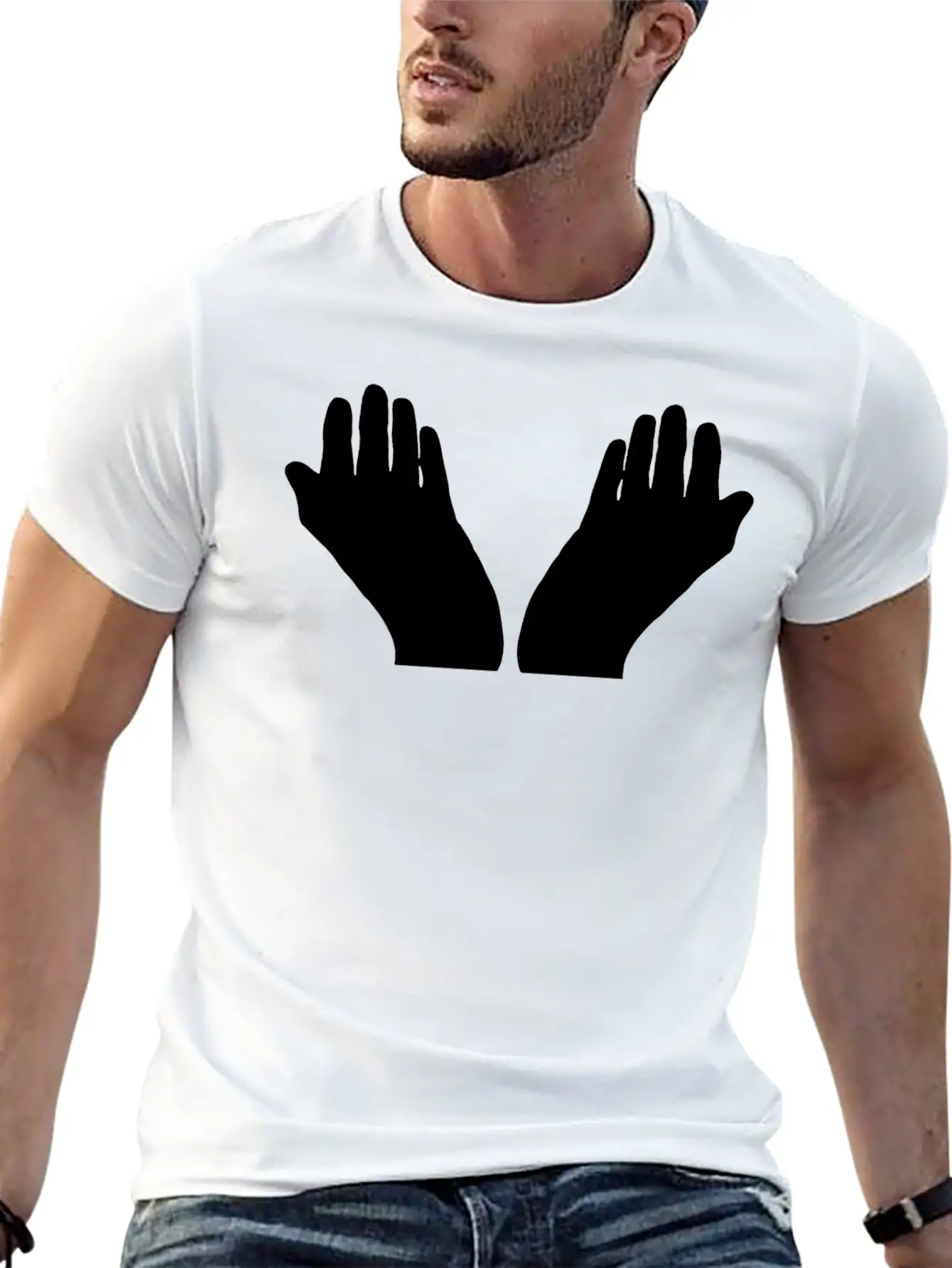 Prayer Hands Silhouette Soft Cotton Short Sleeve Tee – Unisex Wardrobe Staple