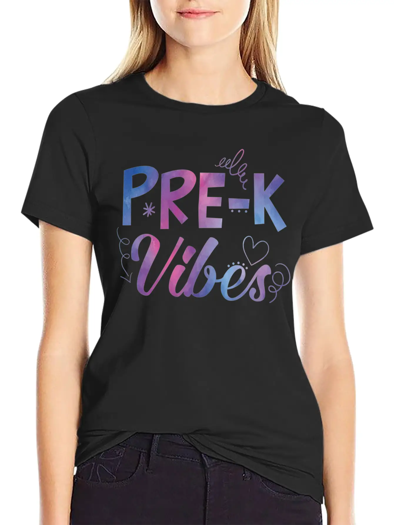 Pre-k Vibes Back To School Tie Dye Teacher Student Lightweight Cotton T-Shirt – Daily Comfort Graphic Shirt