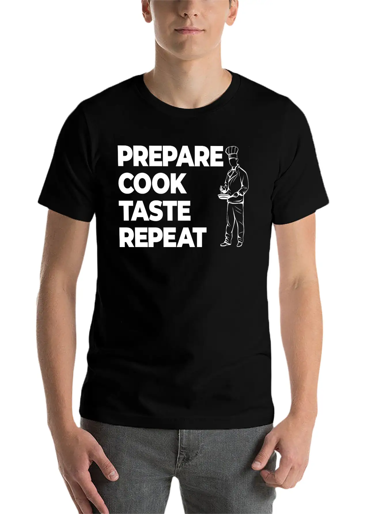 Prepare Cook Taste Repeat Lightweight Cotton T-Shirt – Daily Comfort Graphic Shirt