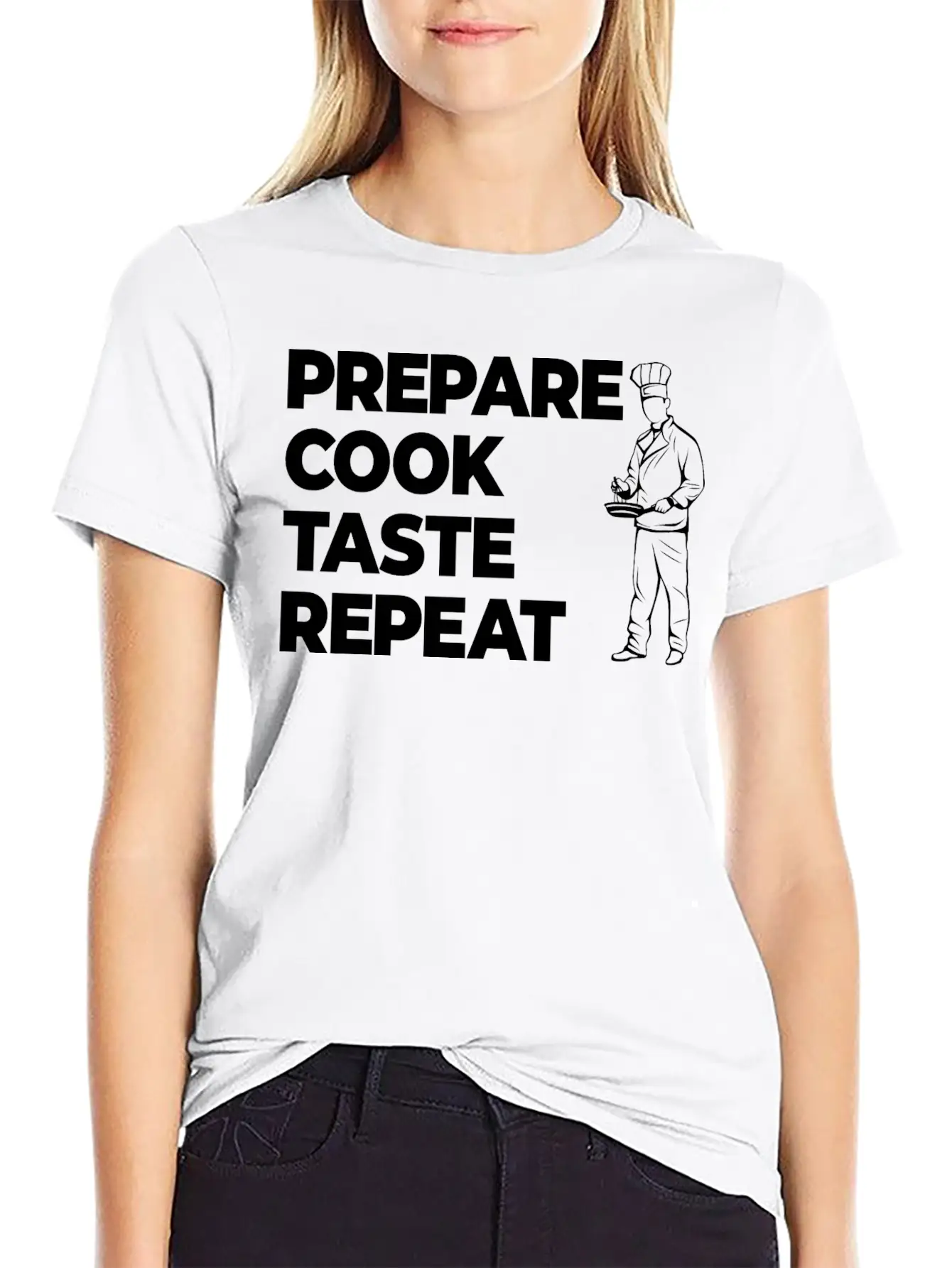 Prepare Cook Taste Repeat Lightweight Cotton T-Shirt – Daily Comfort Graphic Shirt
