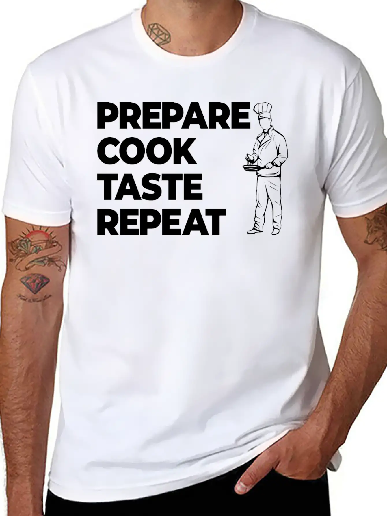 Prepare Cook Taste Repeat Lightweight Cotton T-Shirt – Daily Comfort Graphic Shirt