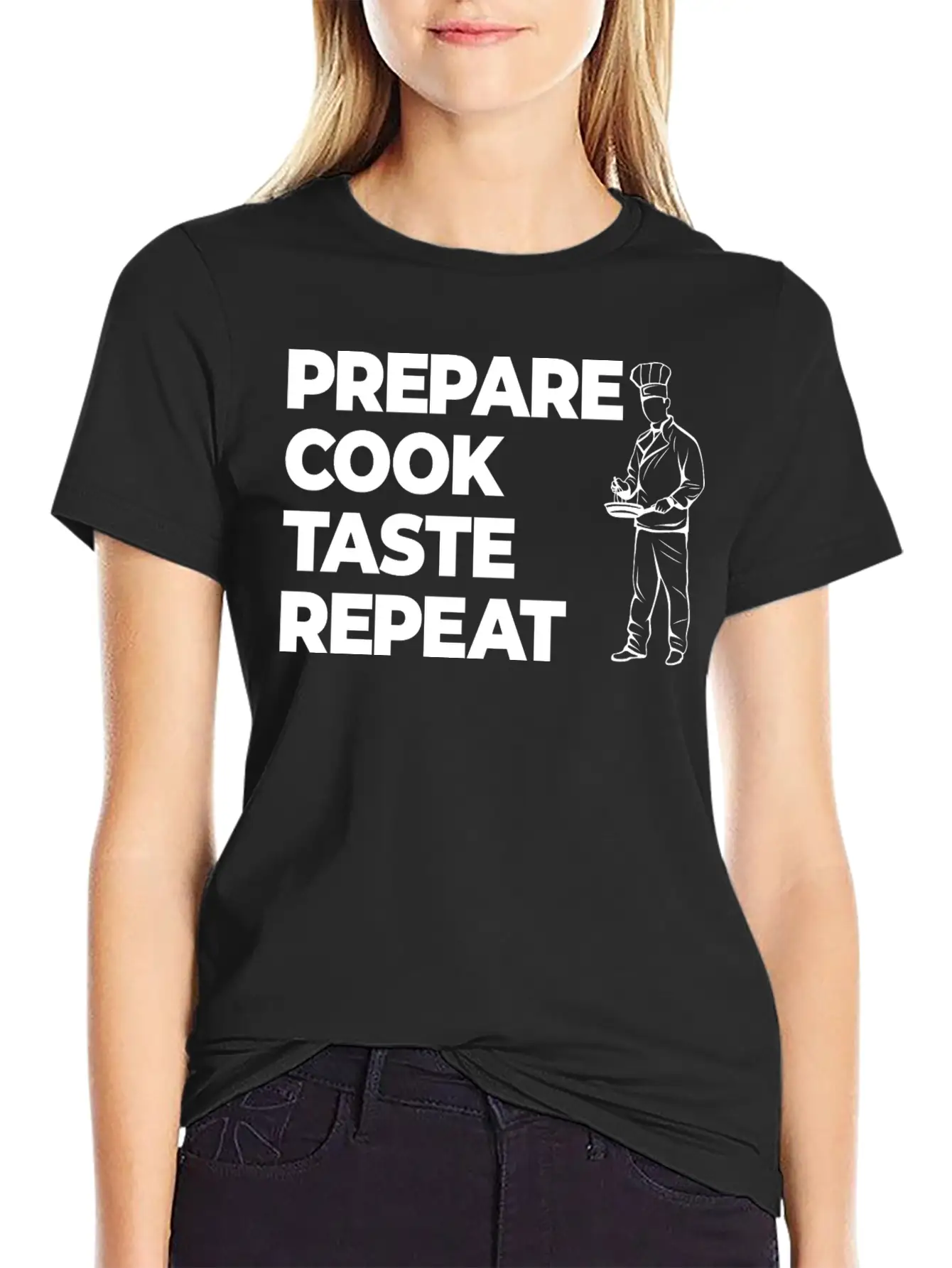 Prepare Cook Taste Repeat Lightweight Cotton T-Shirt – Daily Comfort Graphic Shirt