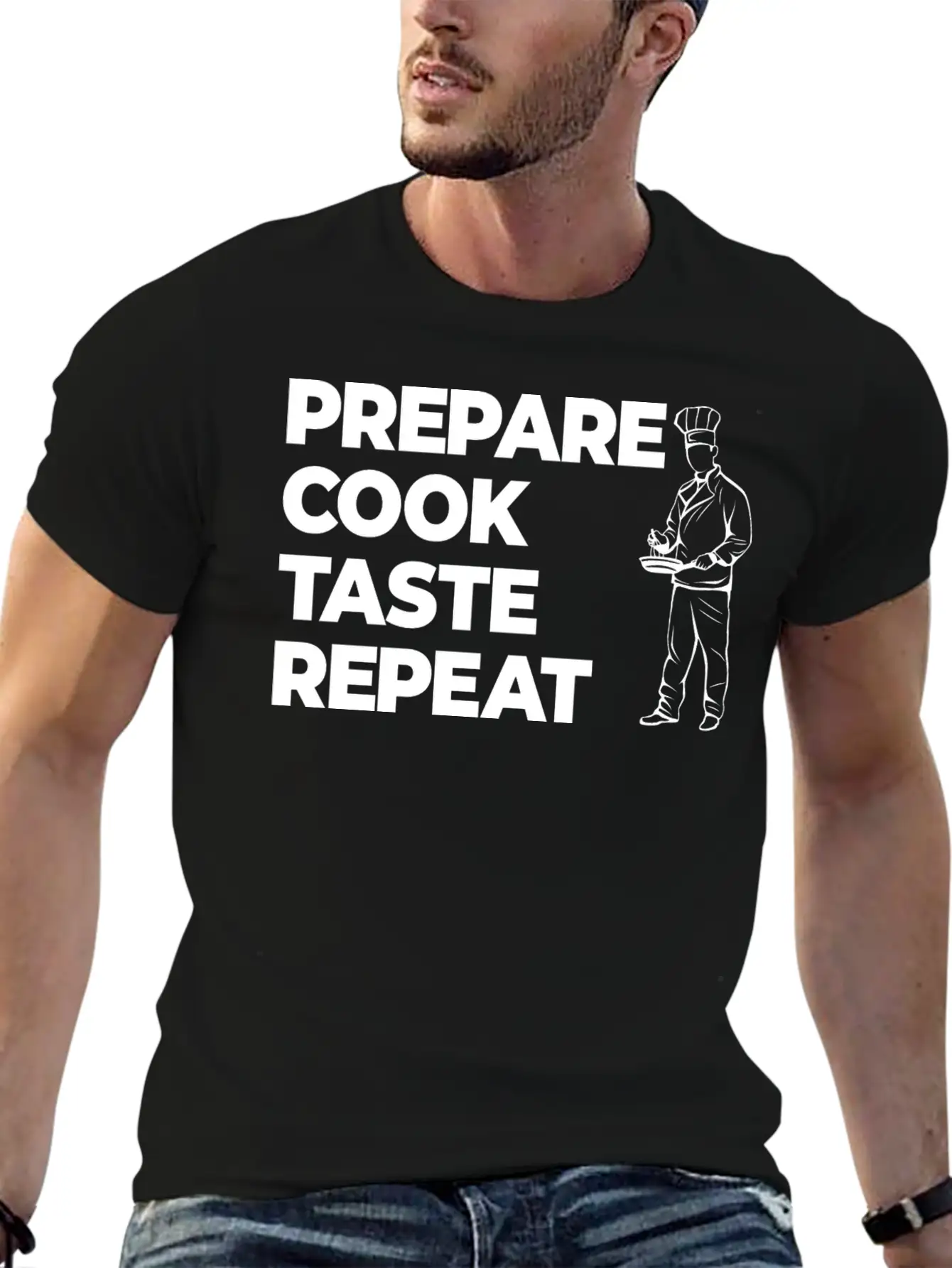 Prepare Cook Taste Repeat Lightweight Cotton T-Shirt – Daily Comfort Graphic Shirt