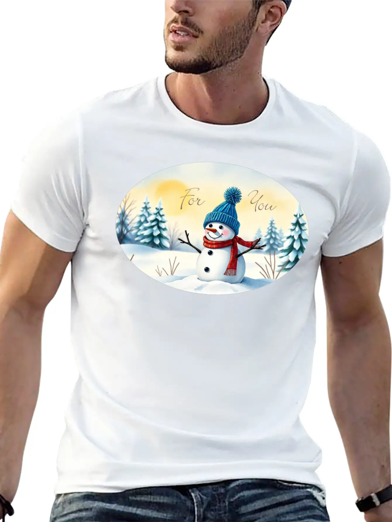 Present Sticker - Snowman - For You Essential Cotton Tee For Daily Outfits – Unisex Style