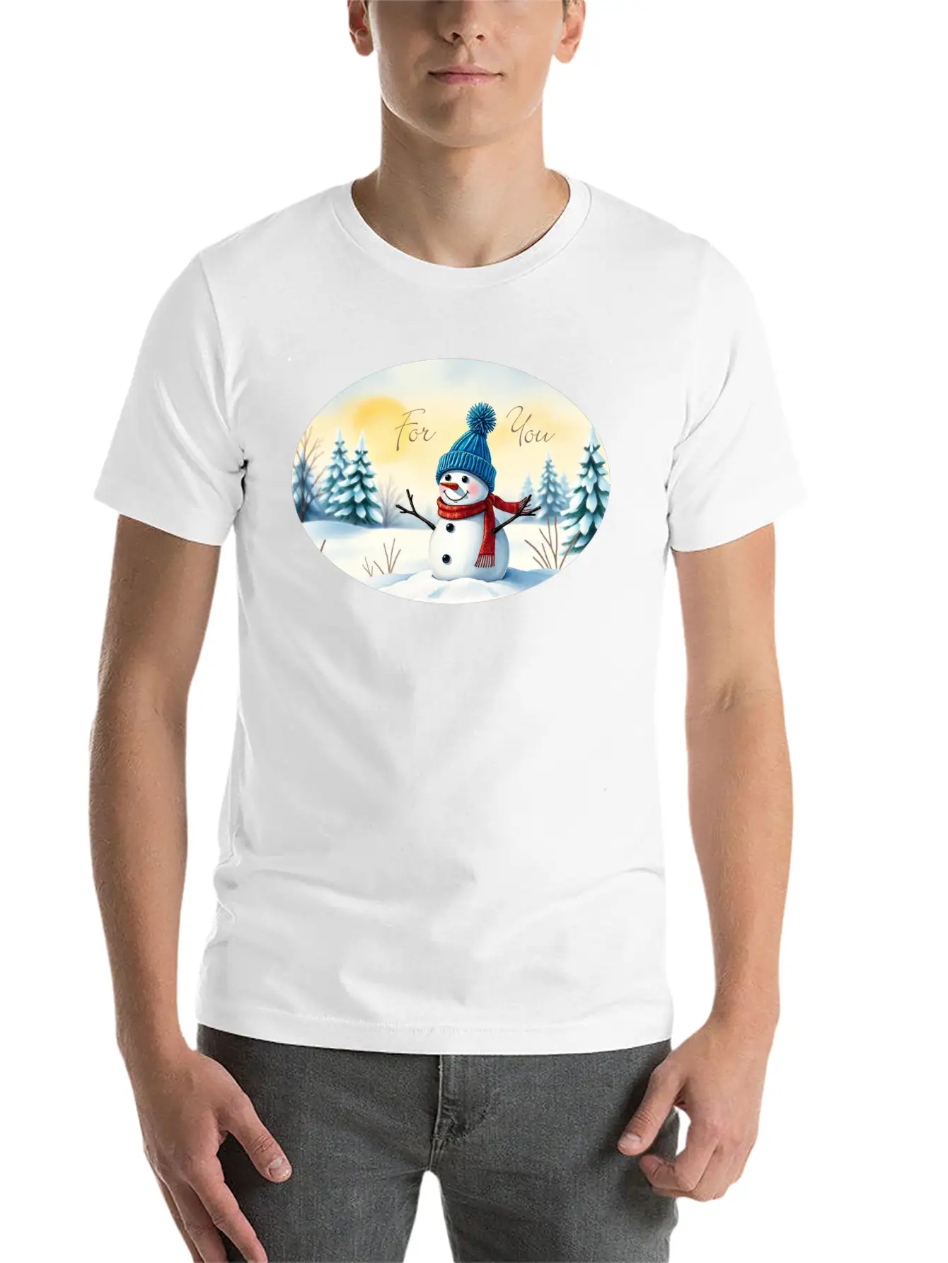 Present Sticker - Snowman - For You Essential Cotton Tee For Daily Outfits – Unisex Style