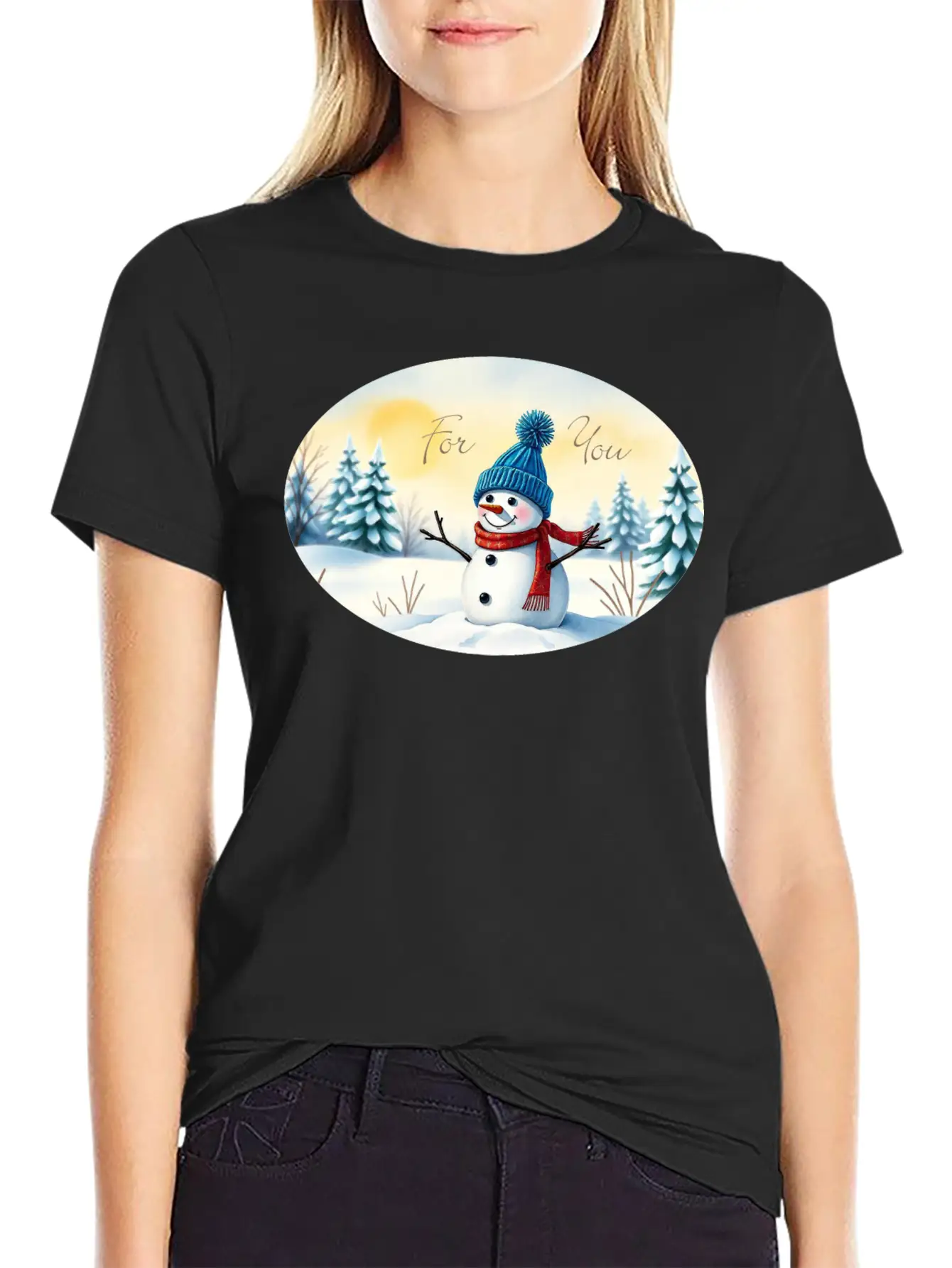 Present Sticker - Snowman - For You Essential Cotton Tee For Daily Outfits – Unisex Style