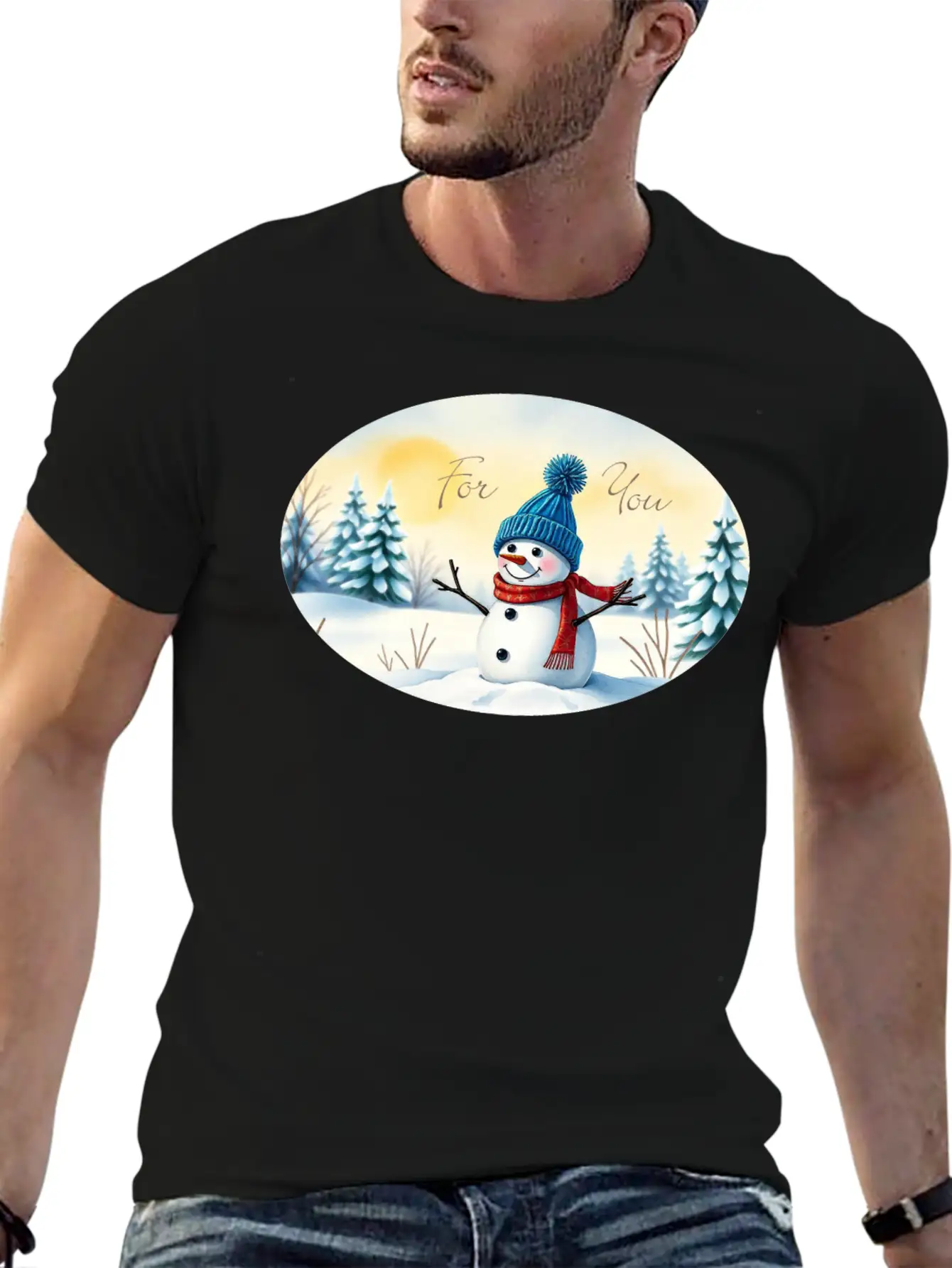 Present Sticker - Snowman - For You Essential Cotton Tee For Daily Outfits – Unisex Style