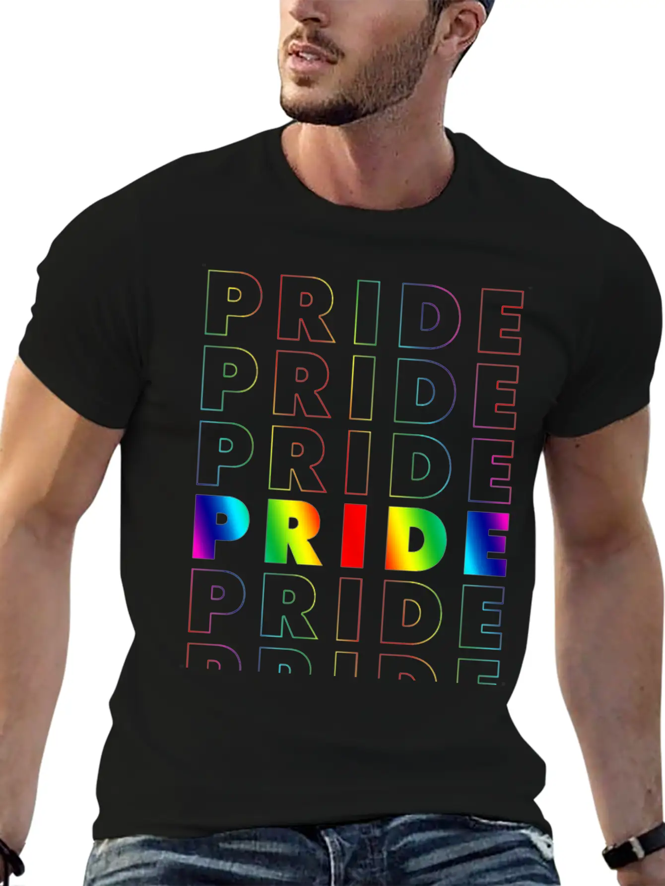 Pride Gradient Repeat Soft Cotton Short Sleeve Tee – Unisex Wardrobe Staple