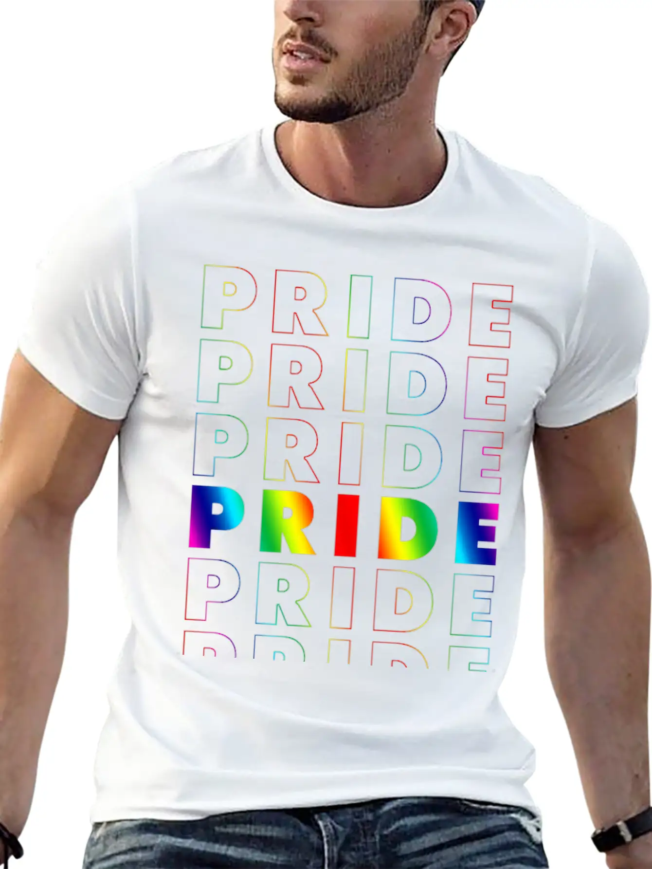 Pride Gradient Repeat Soft Cotton Short Sleeve Tee – Unisex Wardrobe Staple
