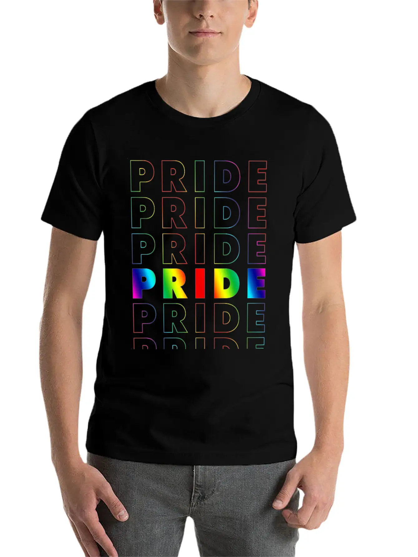 Pride Gradient Repeat Soft Cotton Short Sleeve Tee – Unisex Wardrobe Staple