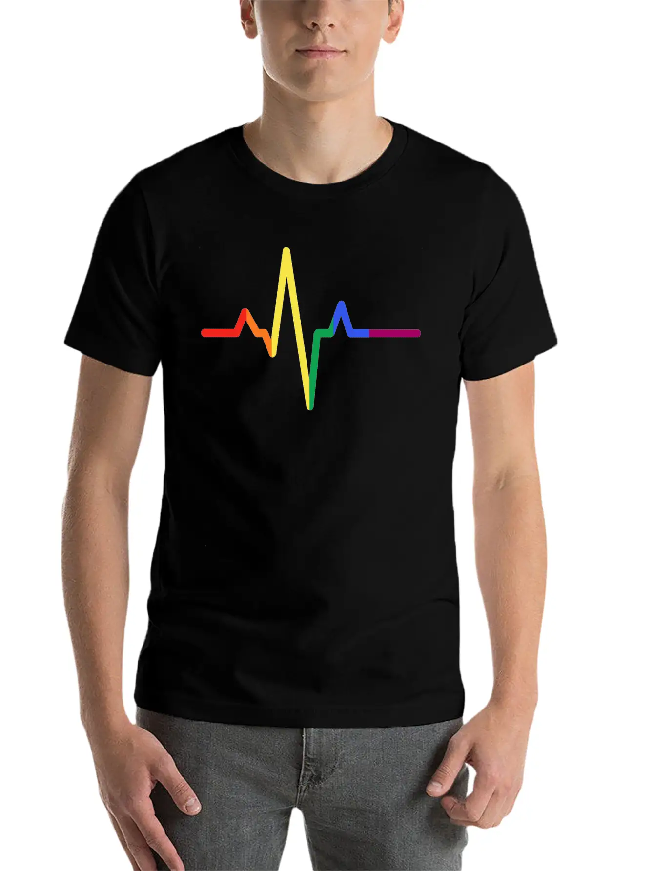 Pride Heartbeat Colors, Pride Colors Gift Basic Graphic T-Shirt – Daily Comfort In Soft Cotton