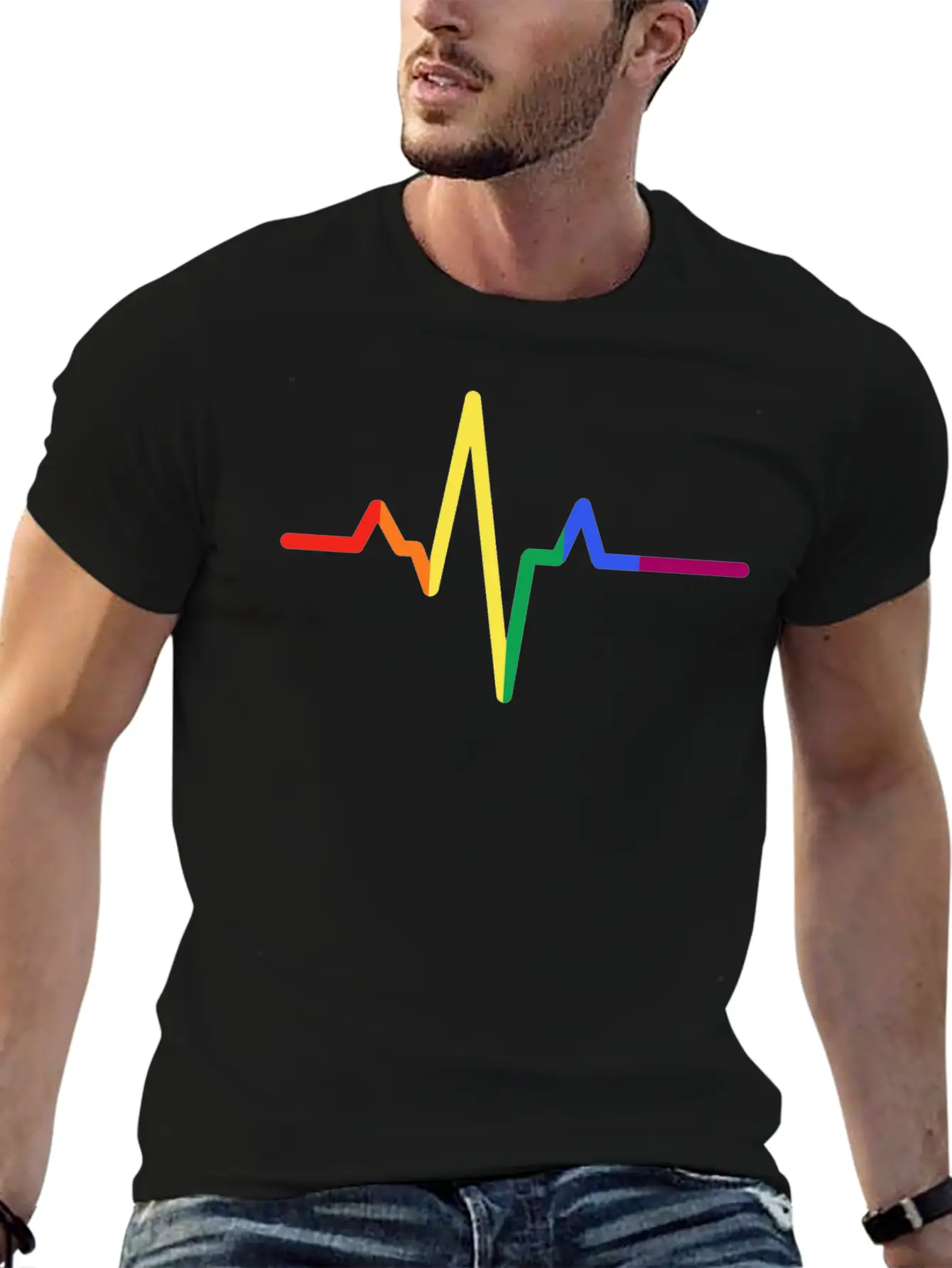 Pride Heartbeat Colors, Pride Colors Gift Basic Graphic T-Shirt – Daily Comfort In Soft Cotton