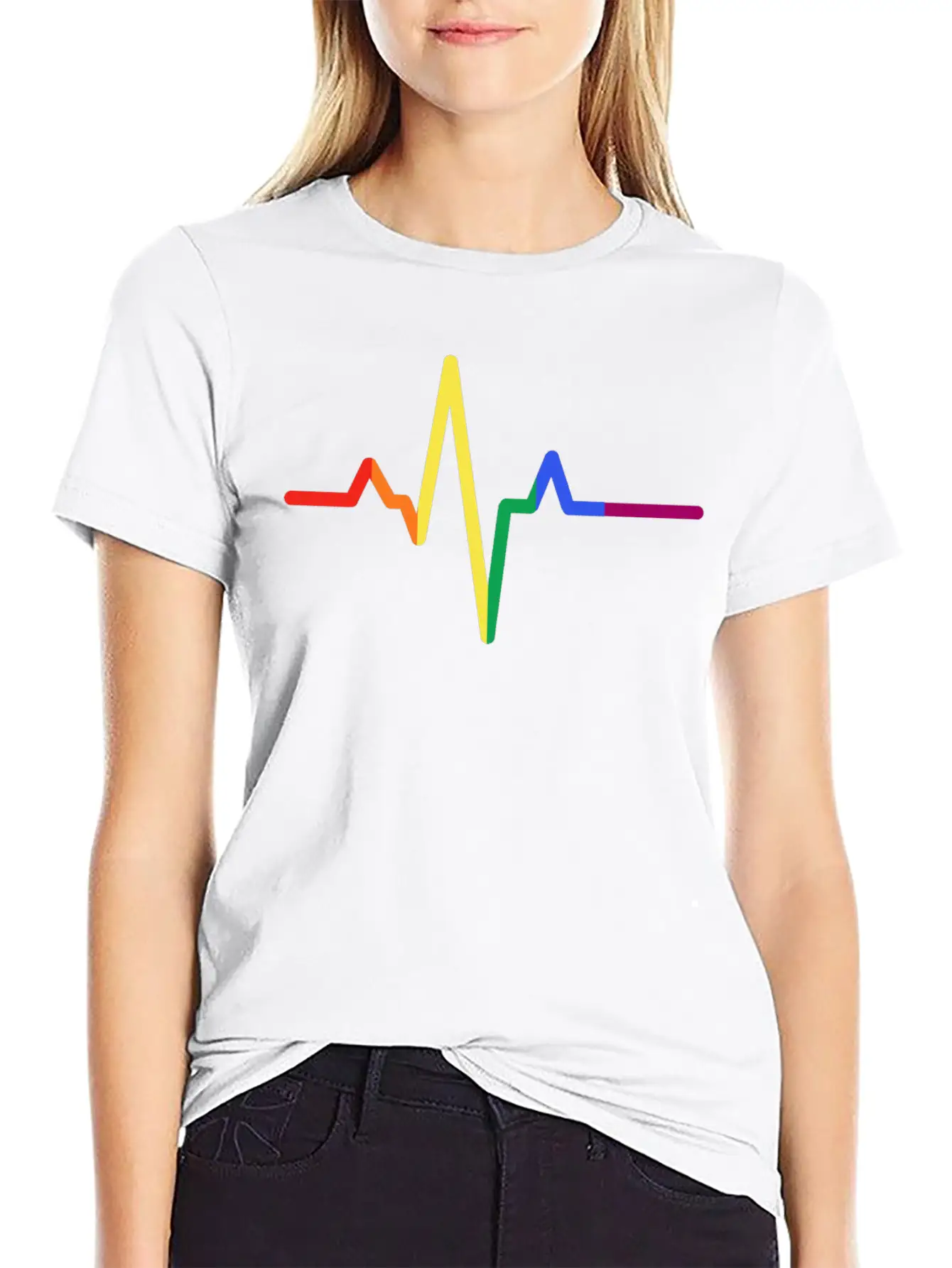 Pride Heartbeat Colors, Pride Colors Gift Basic Graphic T-Shirt – Daily Comfort In Soft Cotton
