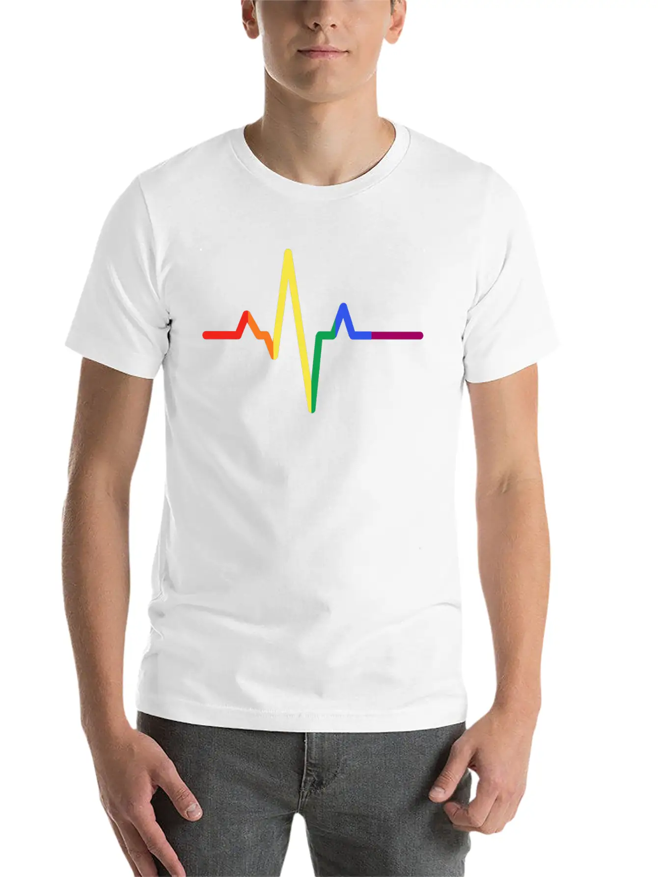 Pride Heartbeat Colors, Pride Colors Gift Basic Graphic T-Shirt – Daily Comfort In Soft Cotton