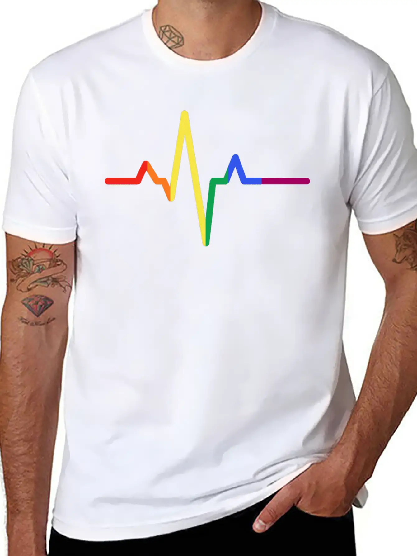 Pride Heartbeat Colors, Pride Colors Gift Basic Graphic T-Shirt – Daily Comfort In Soft Cotton