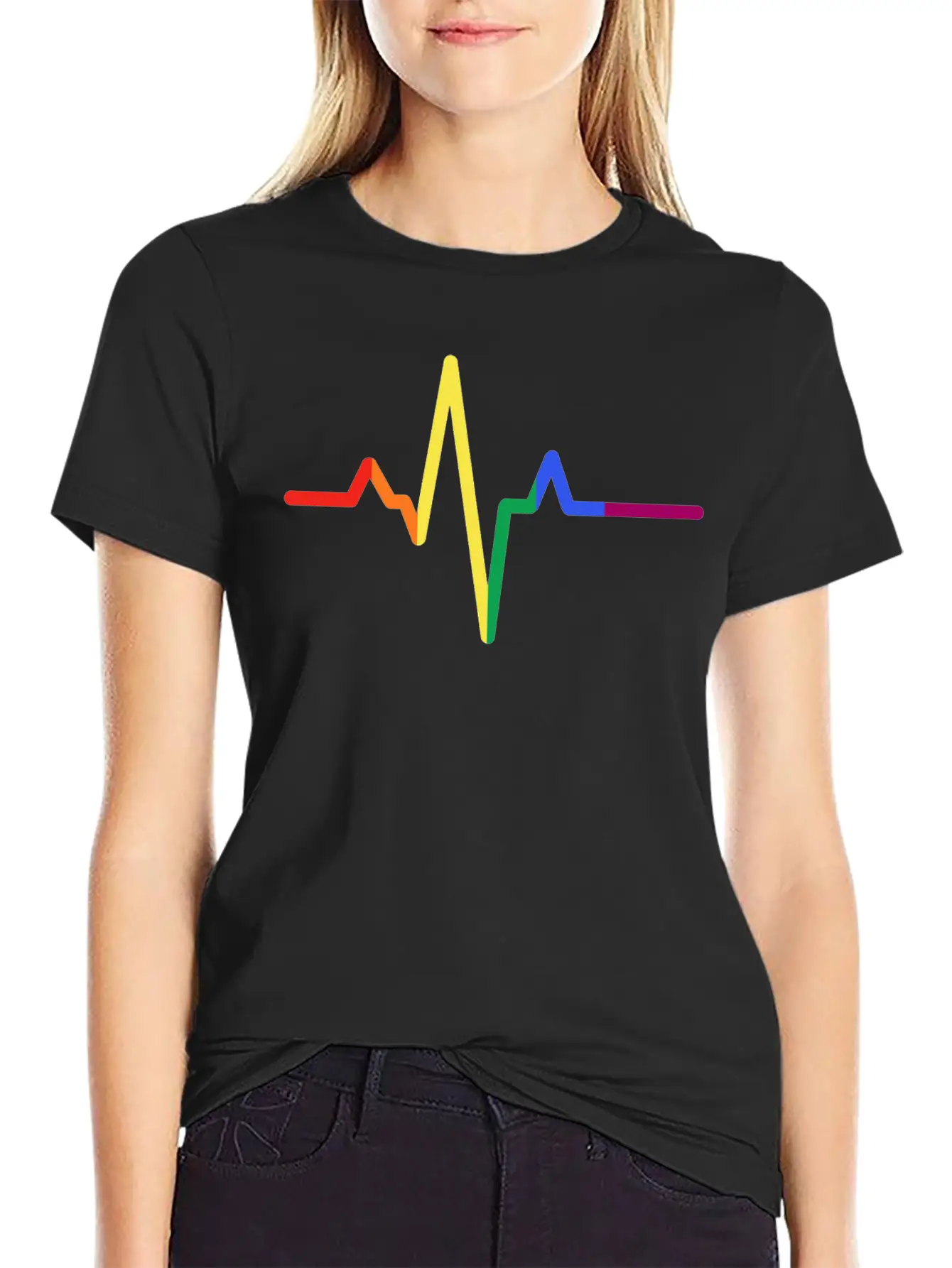Pride Heartbeat Colors, Pride Colors Gift Basic Graphic T-Shirt – Daily Comfort In Soft Cotton