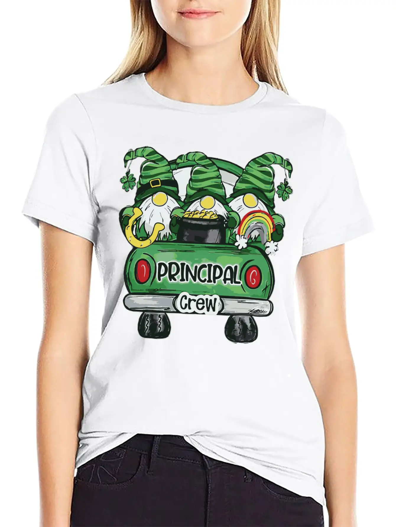 Principal Crew Gnomies Truck St Patrick Teacher Basic Graphic T-Shirt – Daily Comfort In Soft Cotton