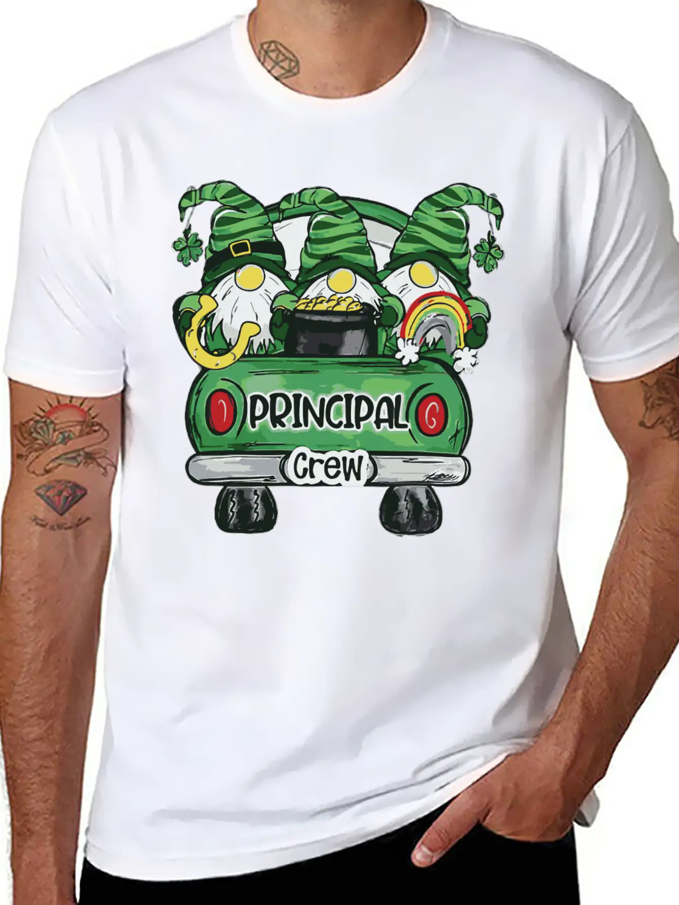Principal Crew Gnomies Truck St Patrick Teacher Basic Graphic T-Shirt – Daily Comfort In Soft Cotton